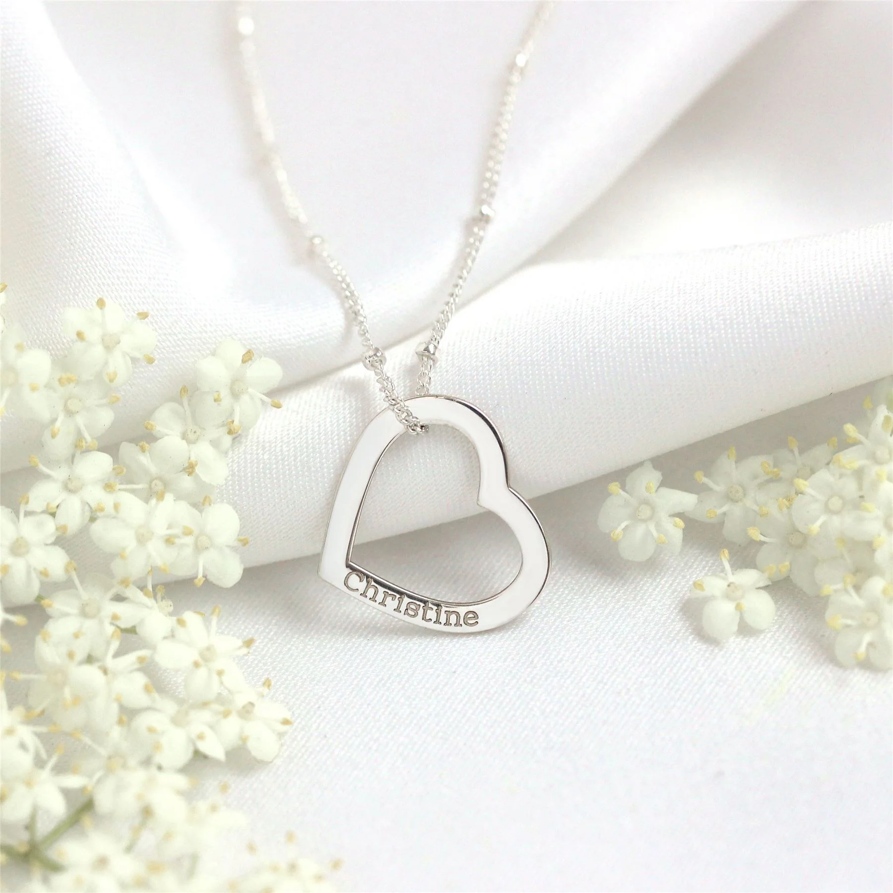 Personalised Sterling Silver Name Open Heart Necklace - Image 4