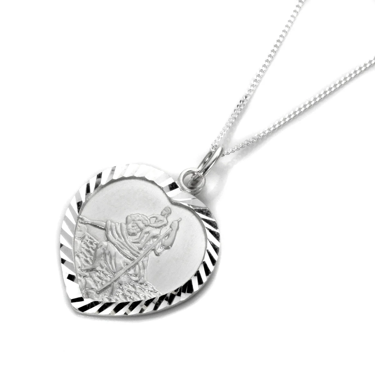 Personalised Sterling Silver St christopher Heart Necklace - 16 - 22 Inches - Image 2