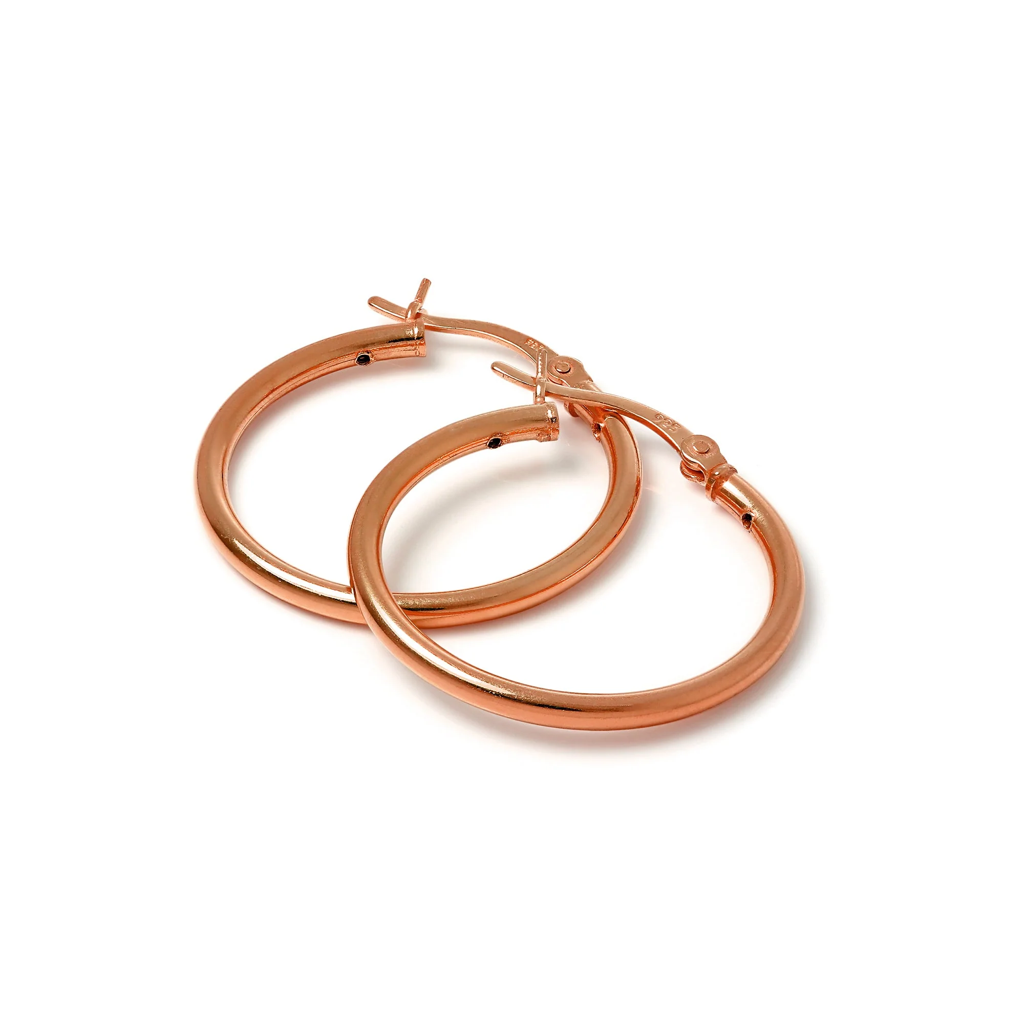 Rose Gold Plated Sterling Silver 2mm Tube Sleeper Hoop Earrings 12mm - 70mm - Image 8