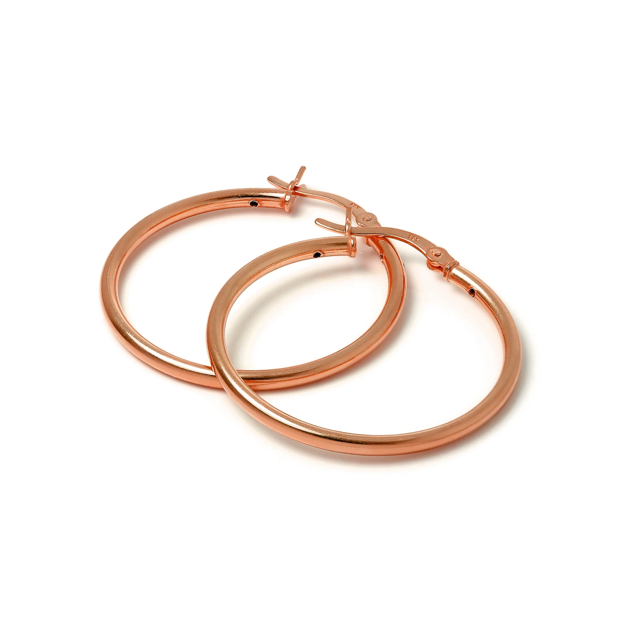 Rose Gold Plated Sterling Silver 2mm Tube Sleeper Hoop Earrings 12mm - 70mm - Image 9