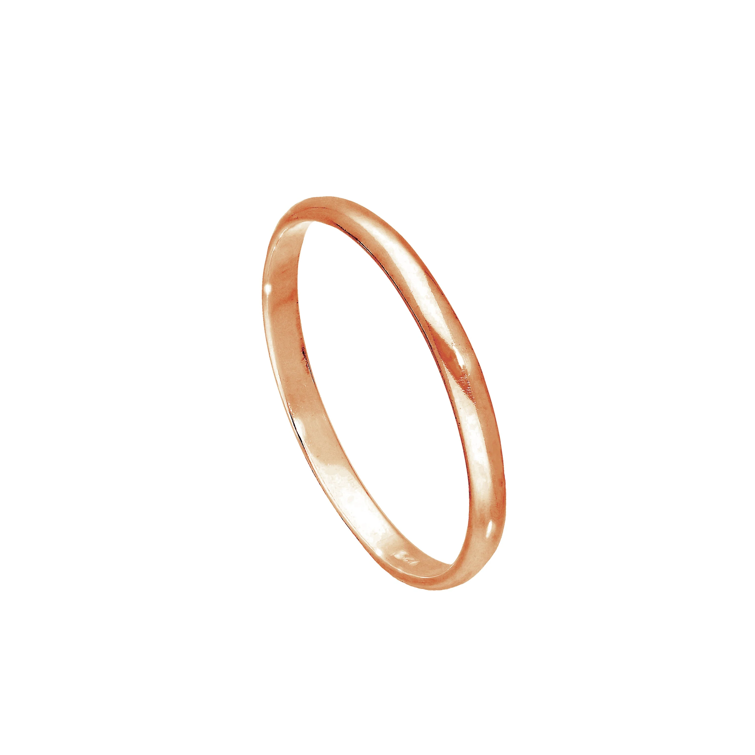 Rose Gold Plated Sterling Silver 2mm Wedding Band Ring Sizes E-W - Image 2