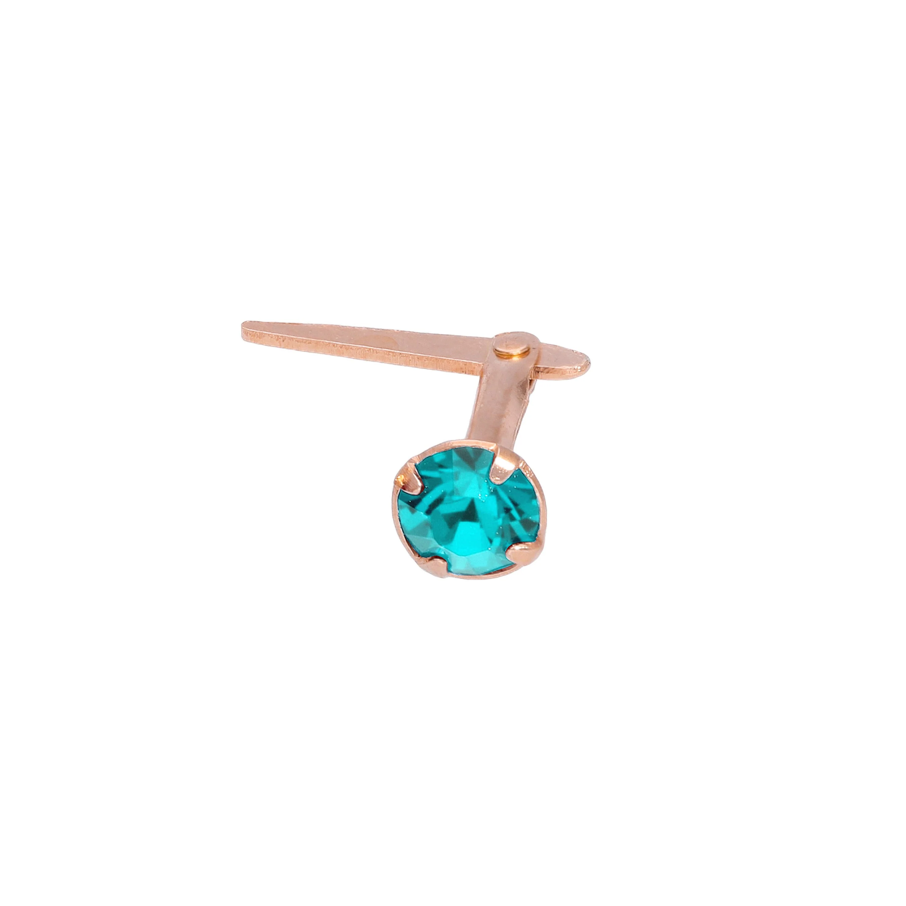 Rose Gold Plated Sterling Silver 3mm CZ Crystal Andralok Nose Stud - Image 3