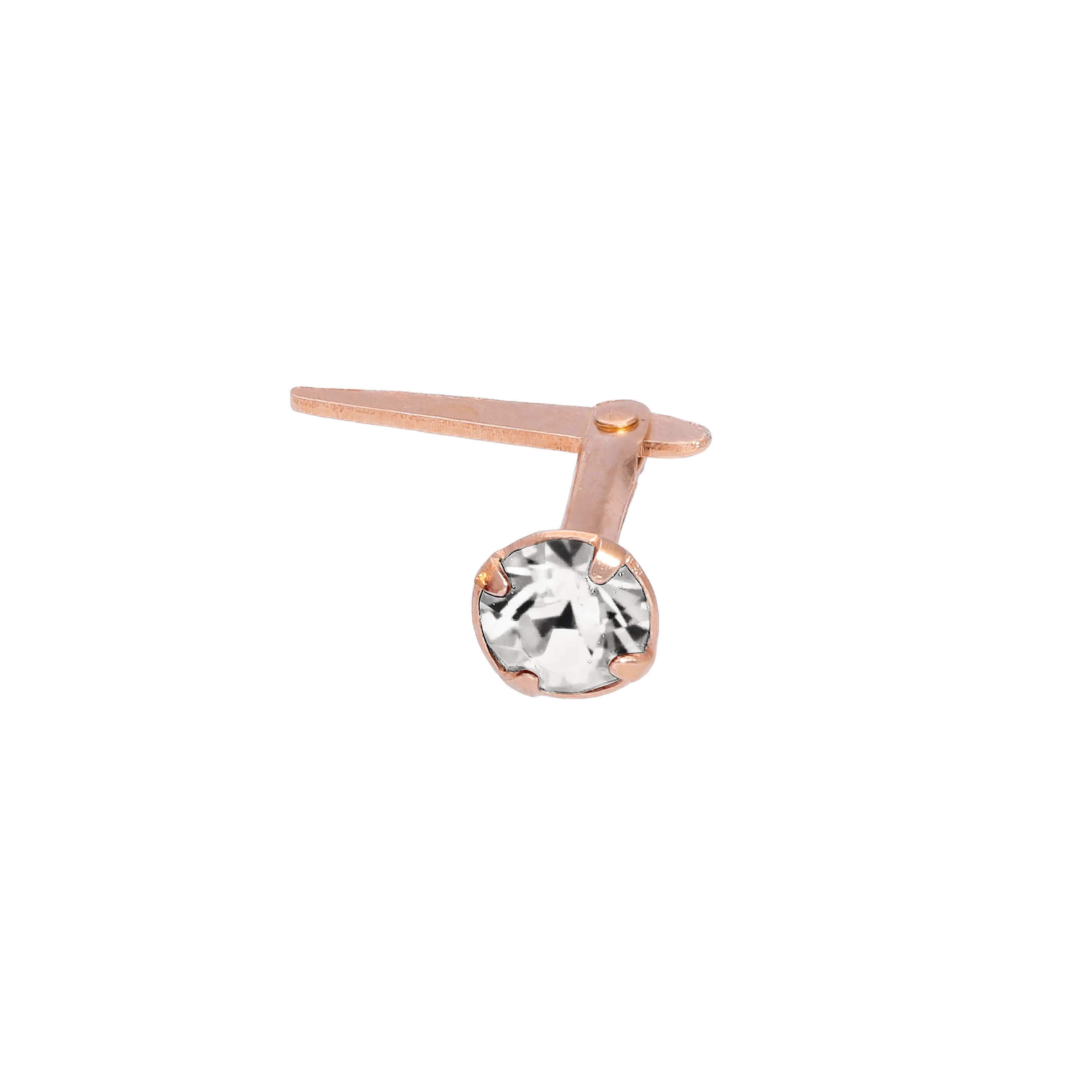Rose Gold Plated Sterling Silver 3mm CZ Crystal Andralok Nose Stud - Image 7