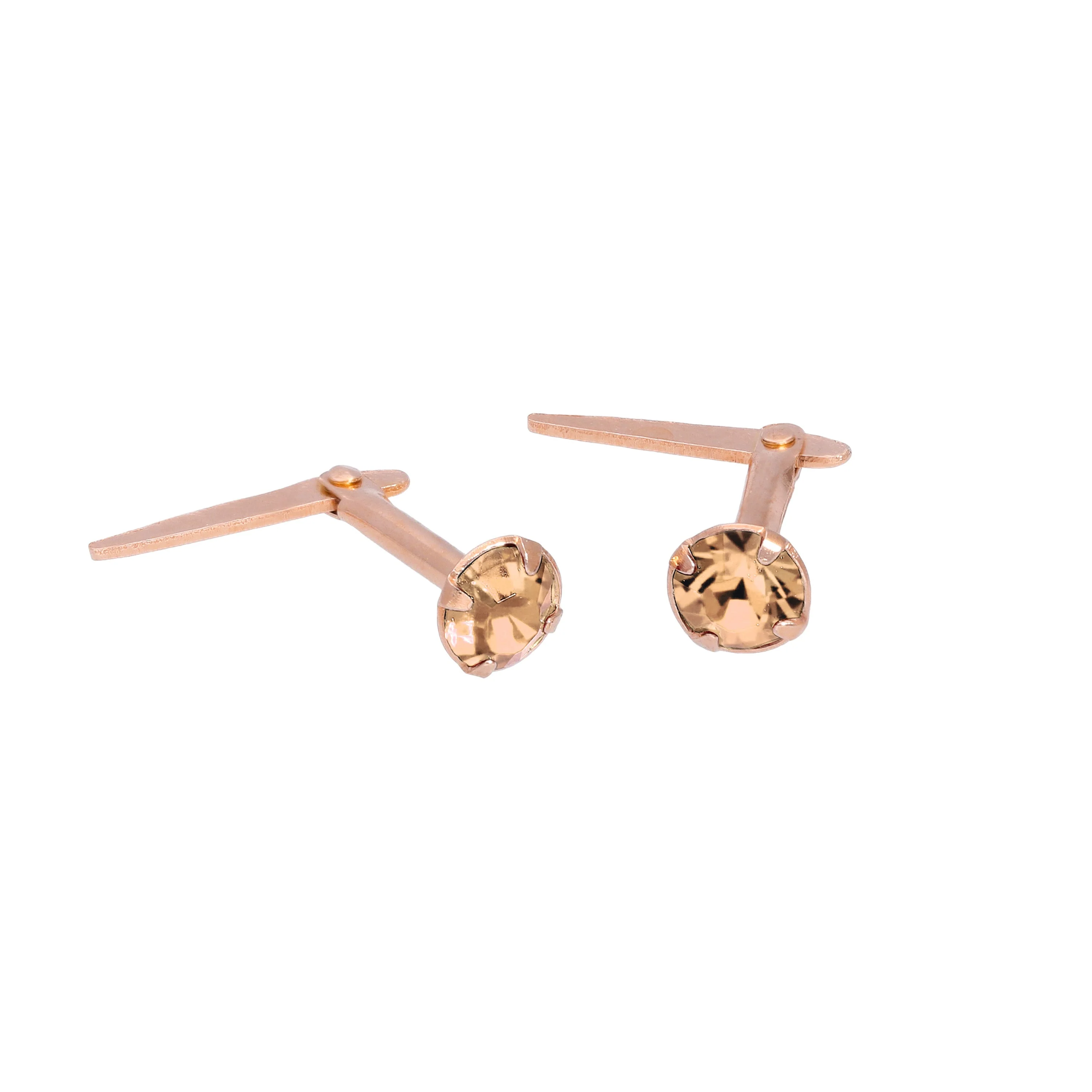 Rose Gold Plated Sterling Silver 3mm CZ Crystal Andralok Stud Earrings - Image 10