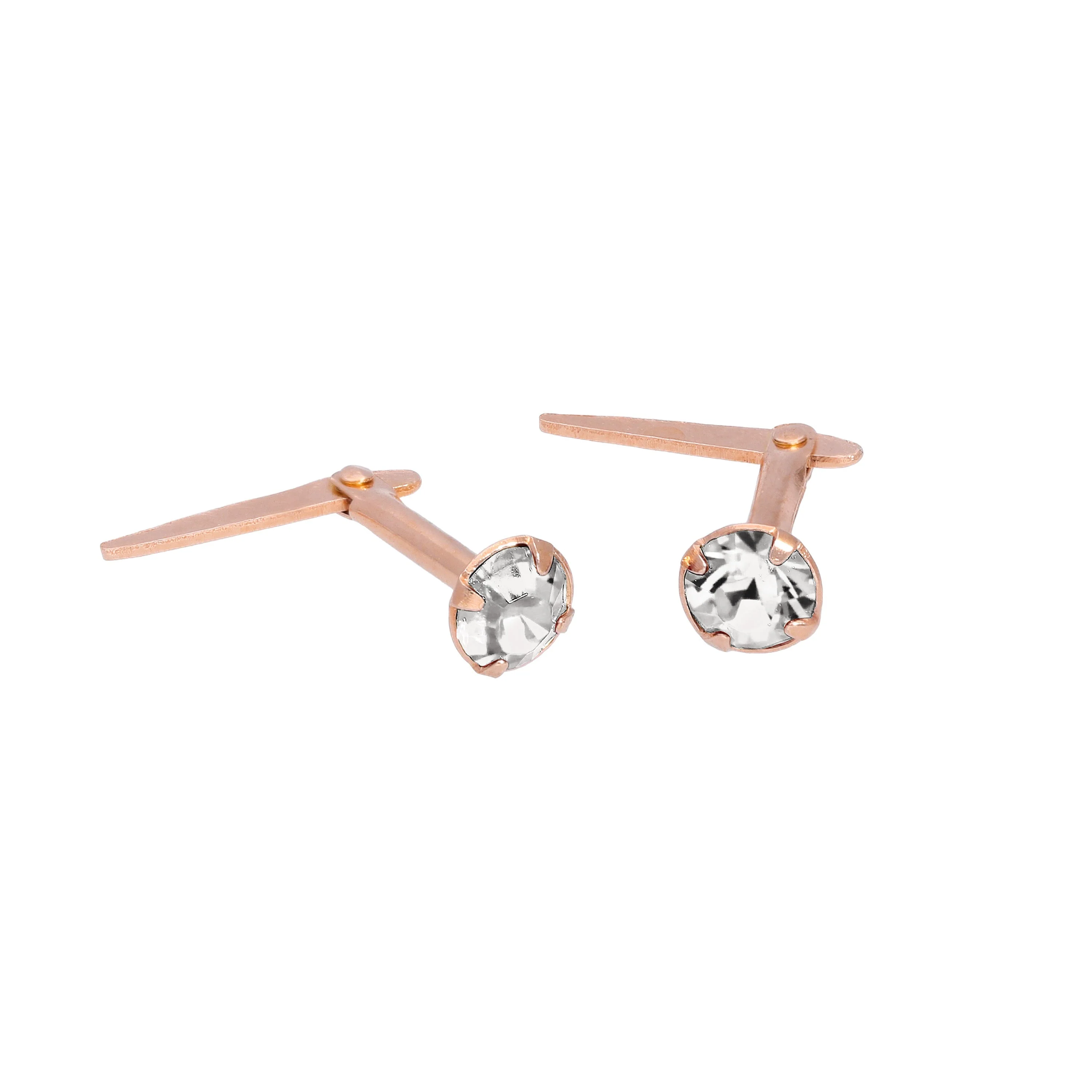 Rose Gold Plated Sterling Silver 3mm CZ Crystal Andralok Stud Earrings - Image 5