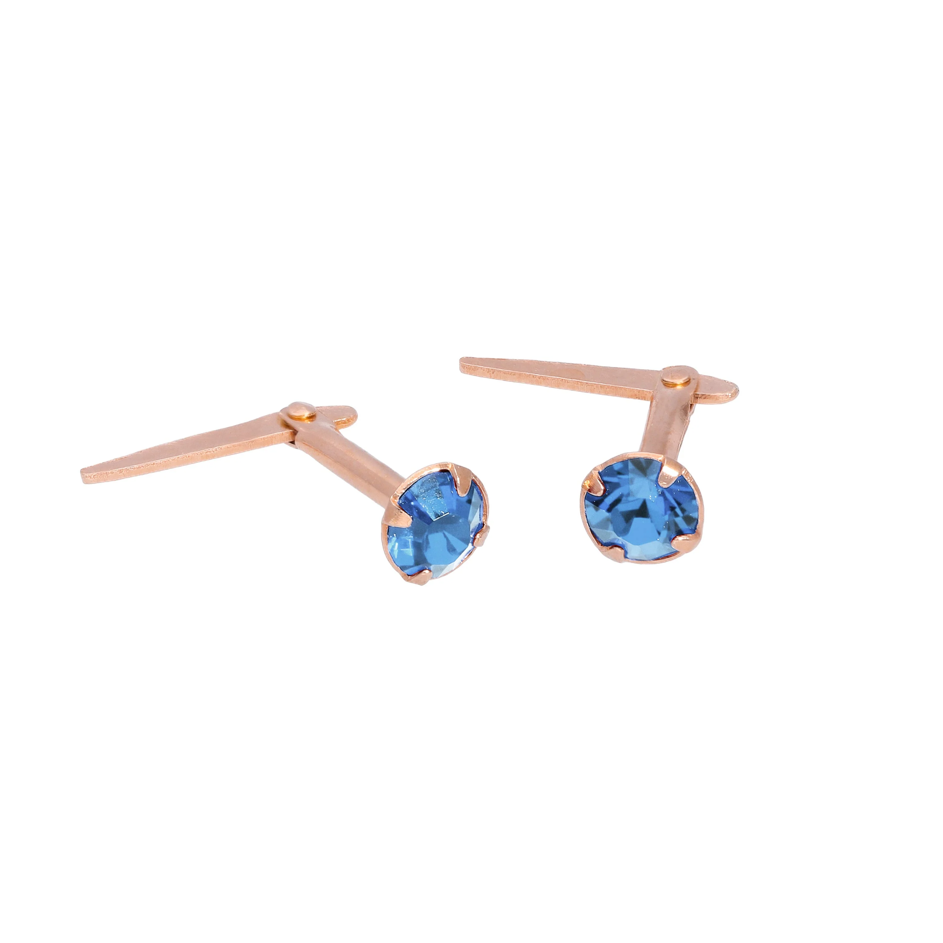 Rose Gold Plated Sterling Silver 3mm CZ Crystal Andralok Stud Earrings - Image 6