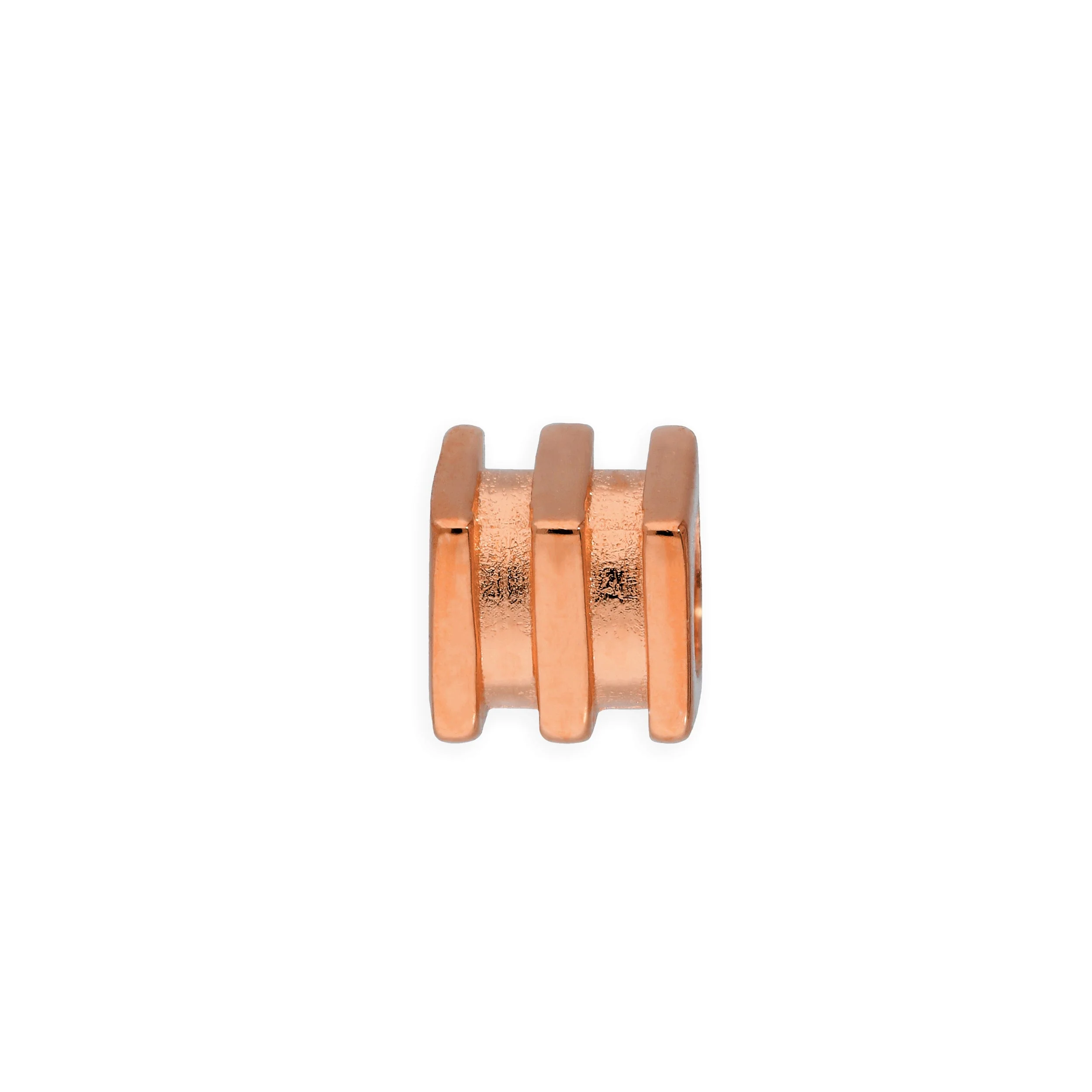 Rose Gold Plated Sterling Silver 4mm 3 Ridged Square Ring Bead - Image 2