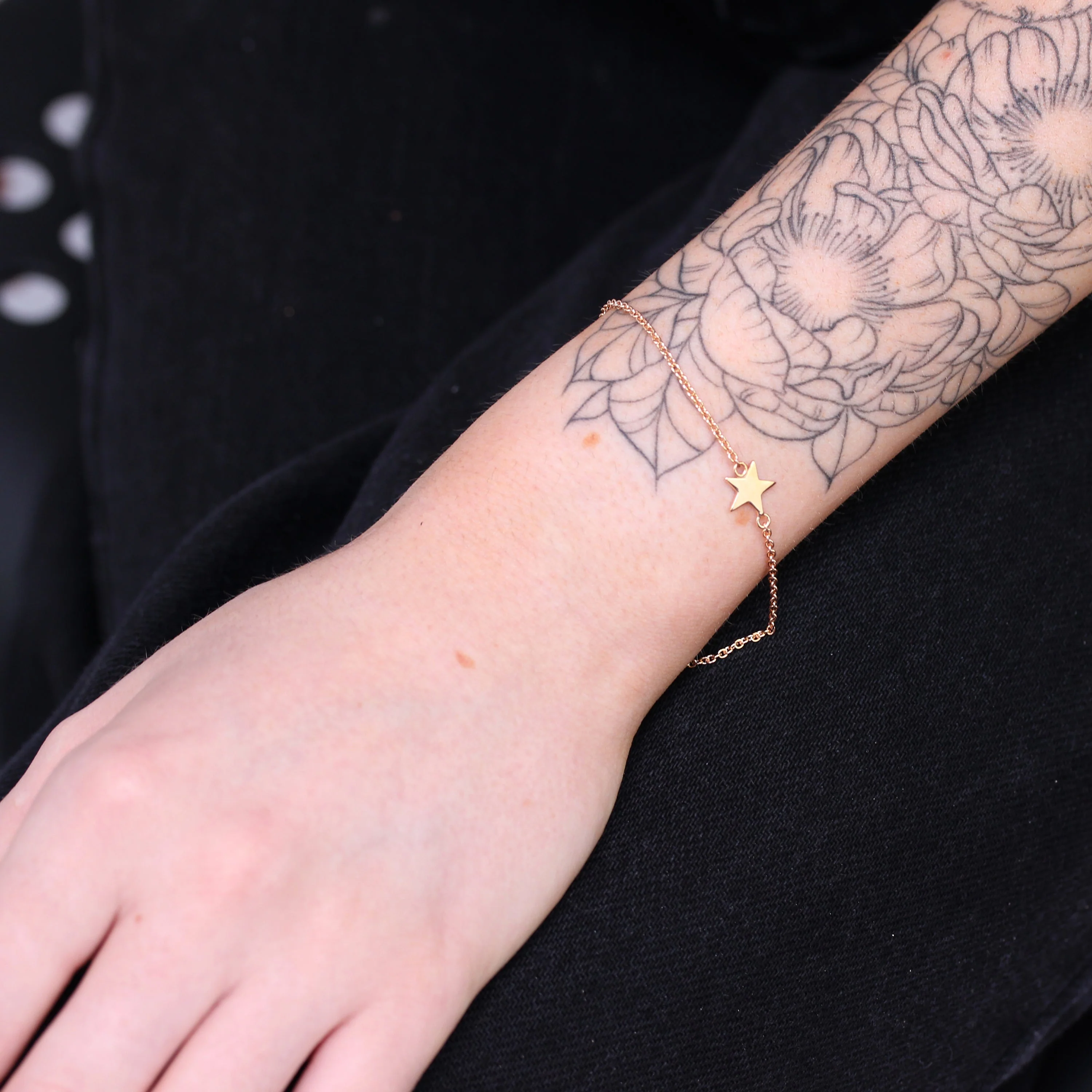 Rose Gold Plated Sterling Silver 7 Inch Star Bracelet - Image 2