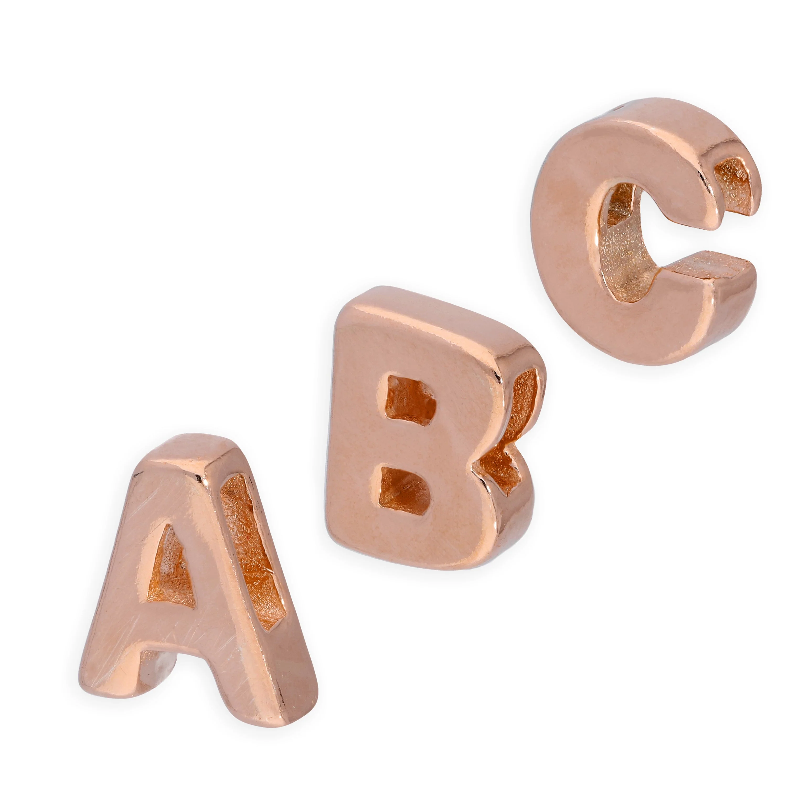 Rose Gold Plated Sterling Silver Alphabet Letter Threader Bead Charm A - Z - Image 2