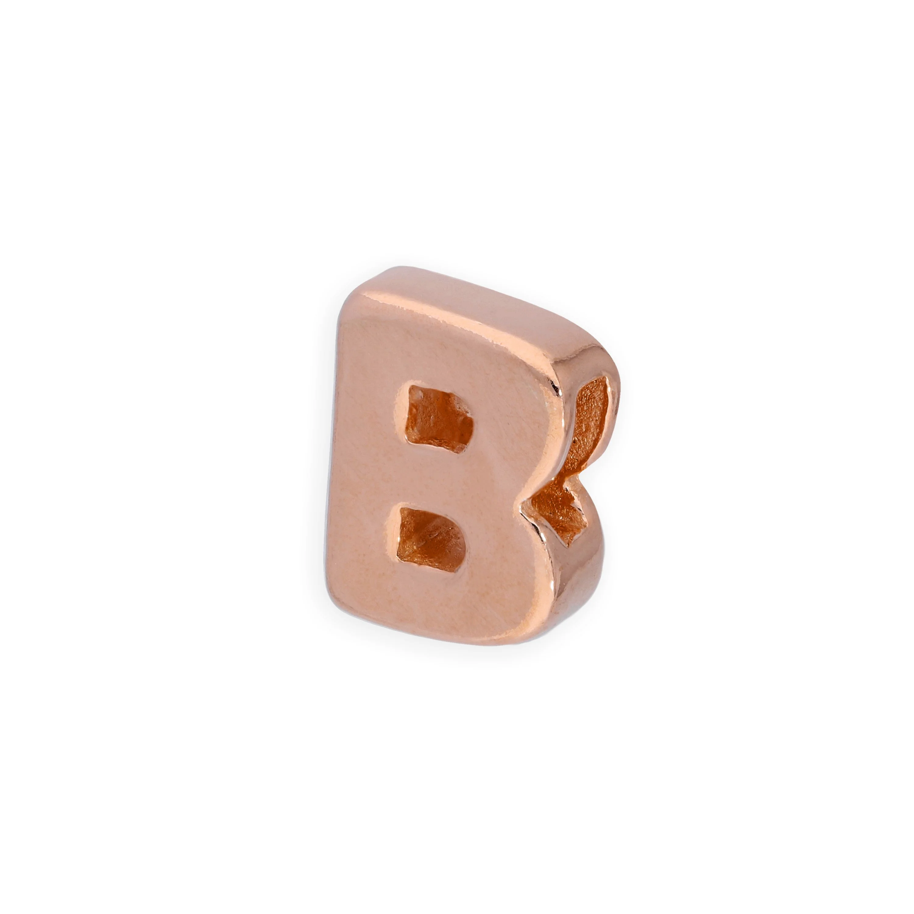 Rose Gold Plated Sterling Silver Alphabet Letter Threader Bead Charm A - Z - Image 3