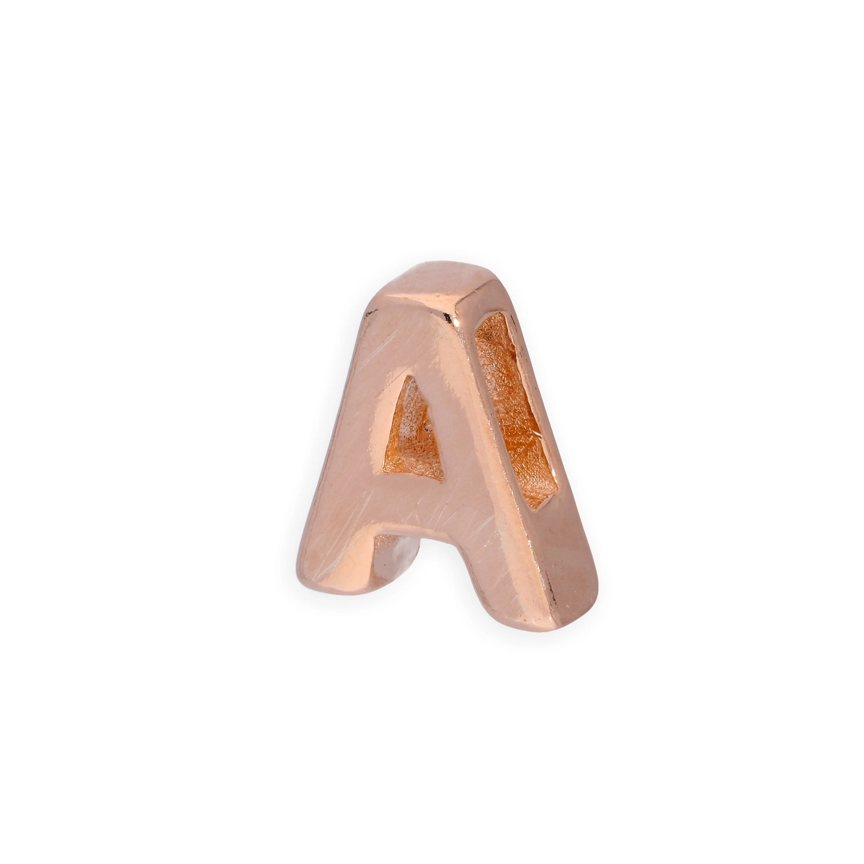 Rose Gold Plated Sterling Silver Alphabet Letter Threader Bead Charm A - Z - Image 4