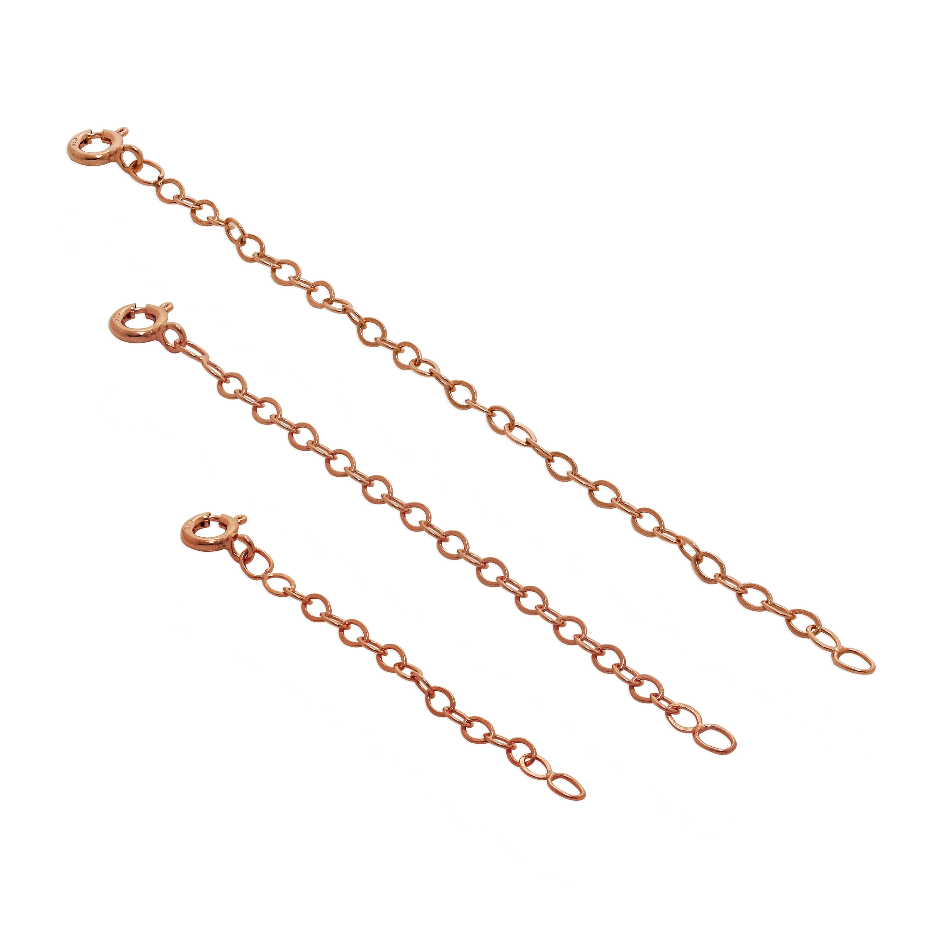 Rose Gold Plated Sterling Silver Belcher Extender 2-4 Inches With Bolt Clasp - Image 3