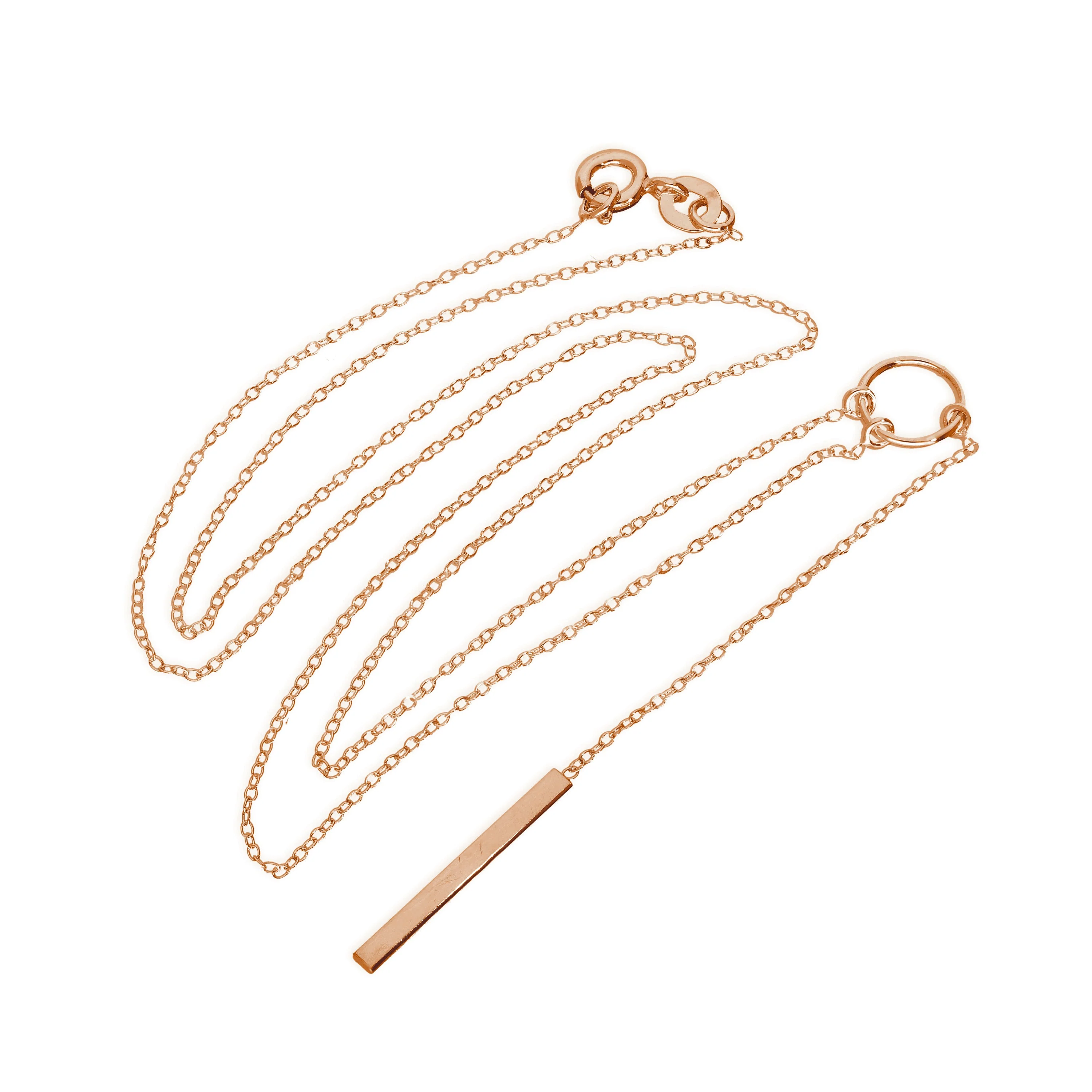 Rose Gold Plated Sterling Silver Circle & Bar Necklace 18 Inches - Image 2