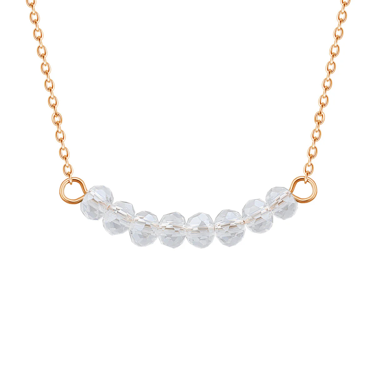 Rose Gold Plated Sterling Silver CZ Beaded 16 Inch Necklace