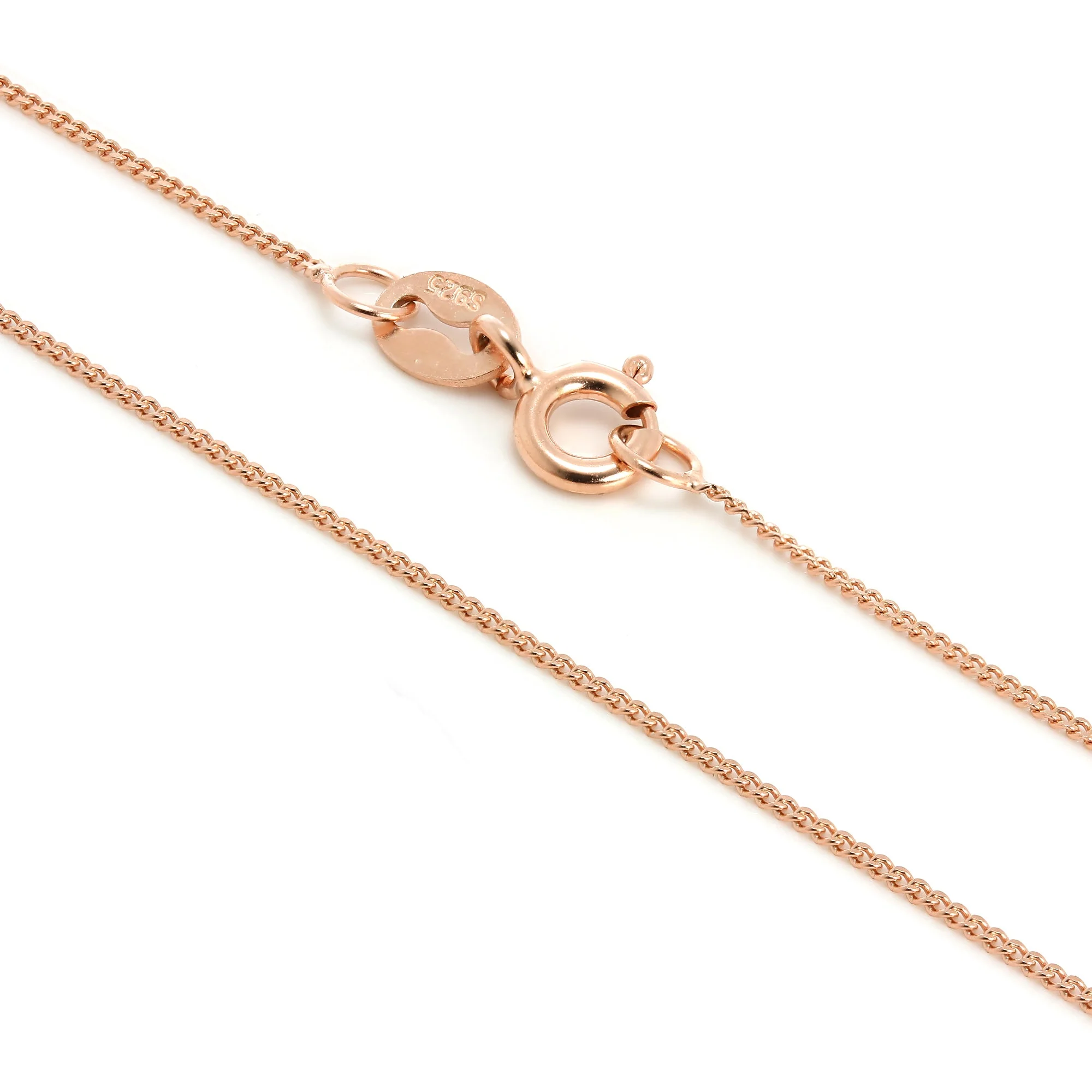 Rose Gold Plated Sterling Silver Fine Diamond Cut Curb Chain 14 - 32 Inches - Image 4
