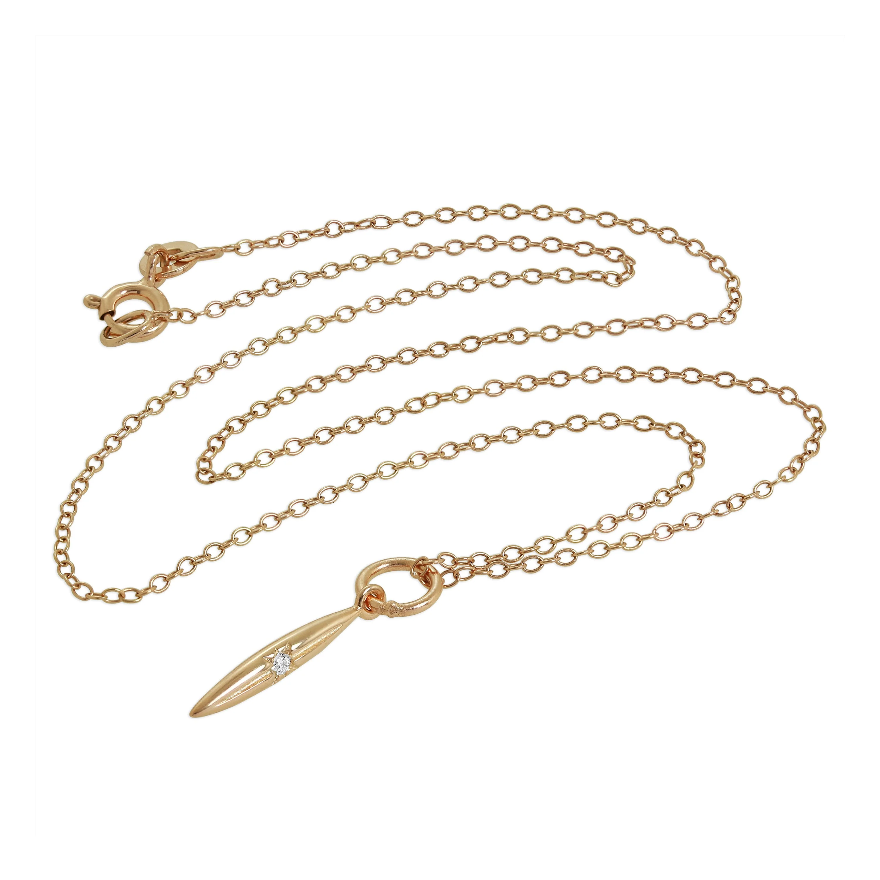 Rose Gold Plated Sterling Silver & Genuine Diamond Spike Pendant Necklace - Image 2