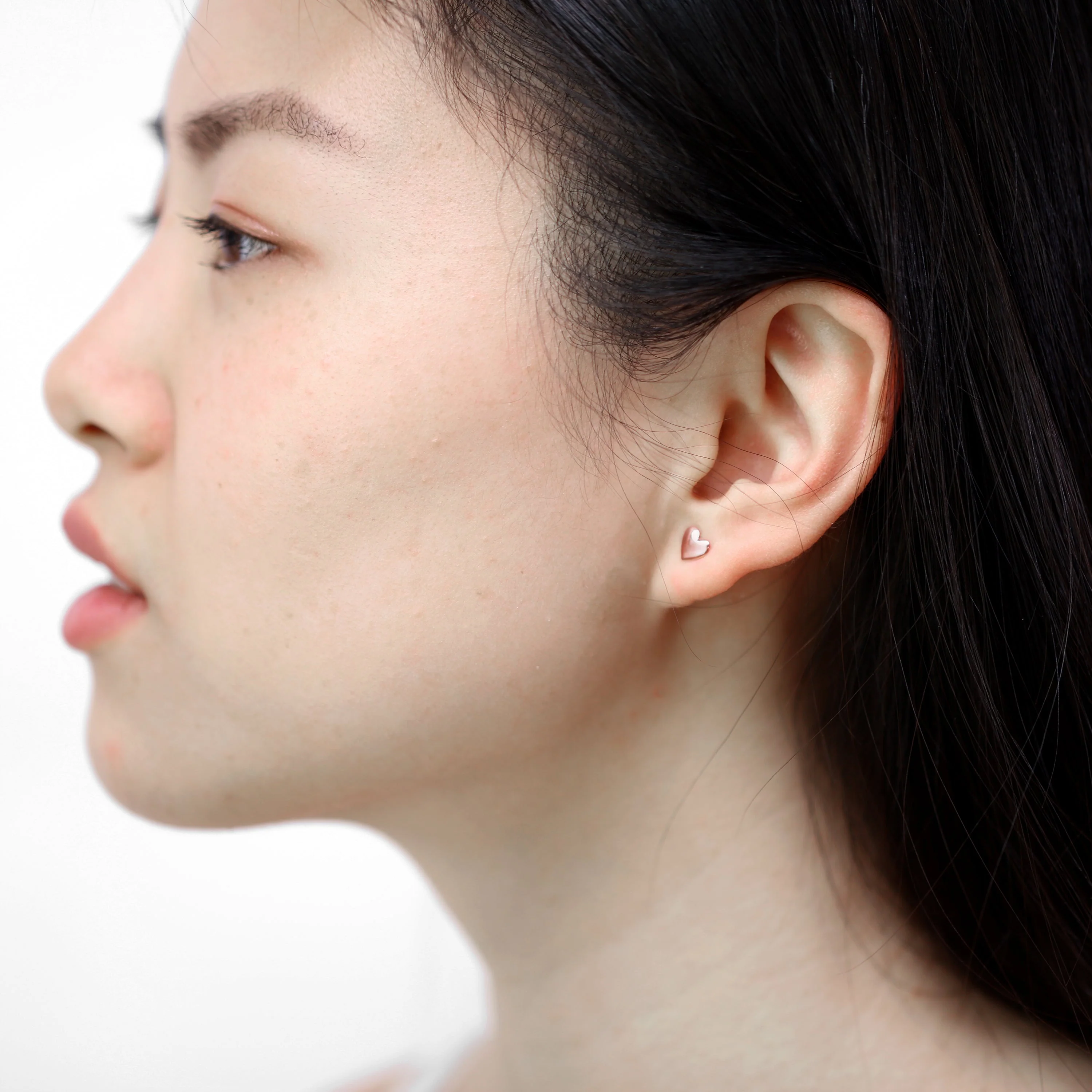 Rose Gold Plated Sterling Silver Heart Stud Earrings - Image 2
