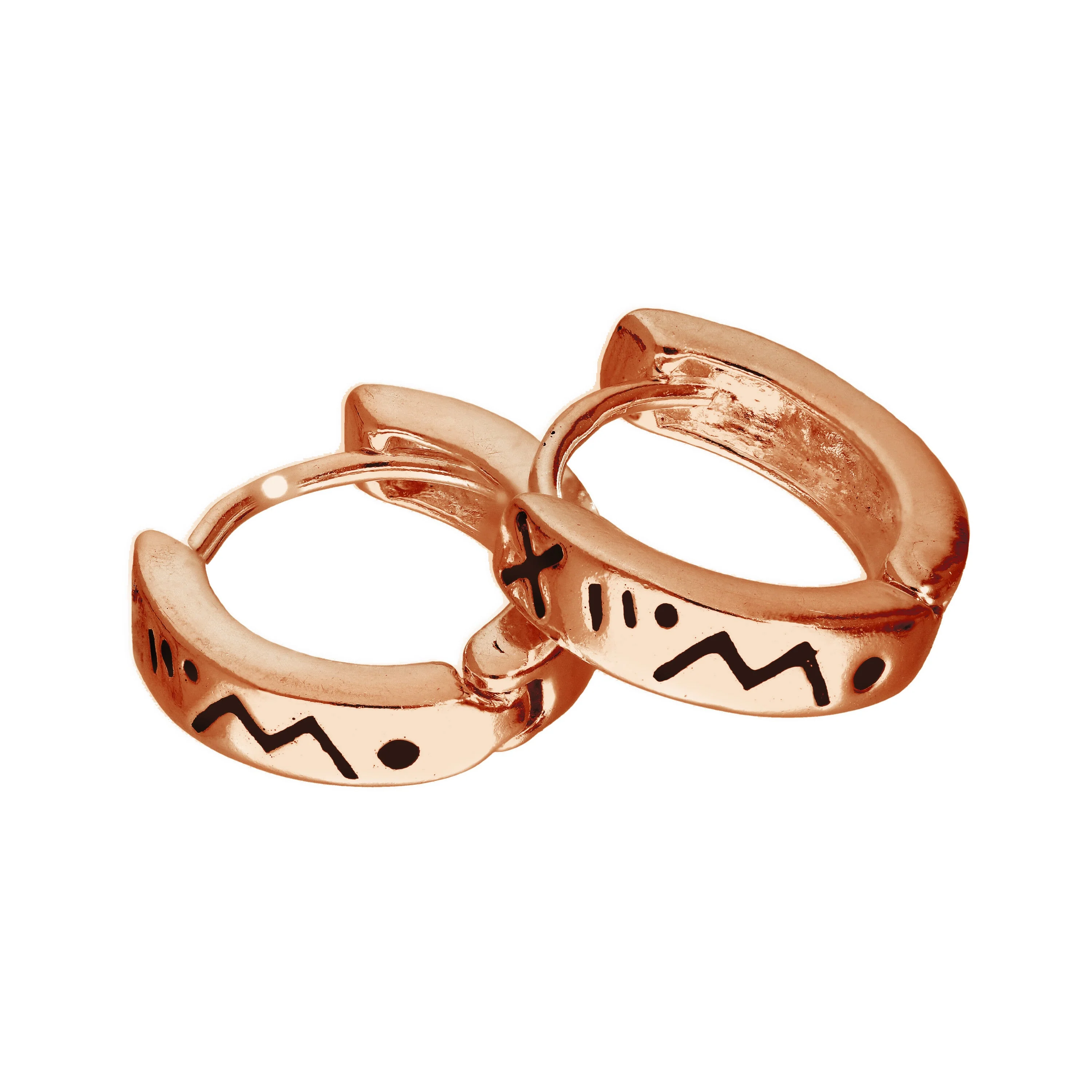 Rose Gold Plated Sterling Silver Hinged Hoop Earrings