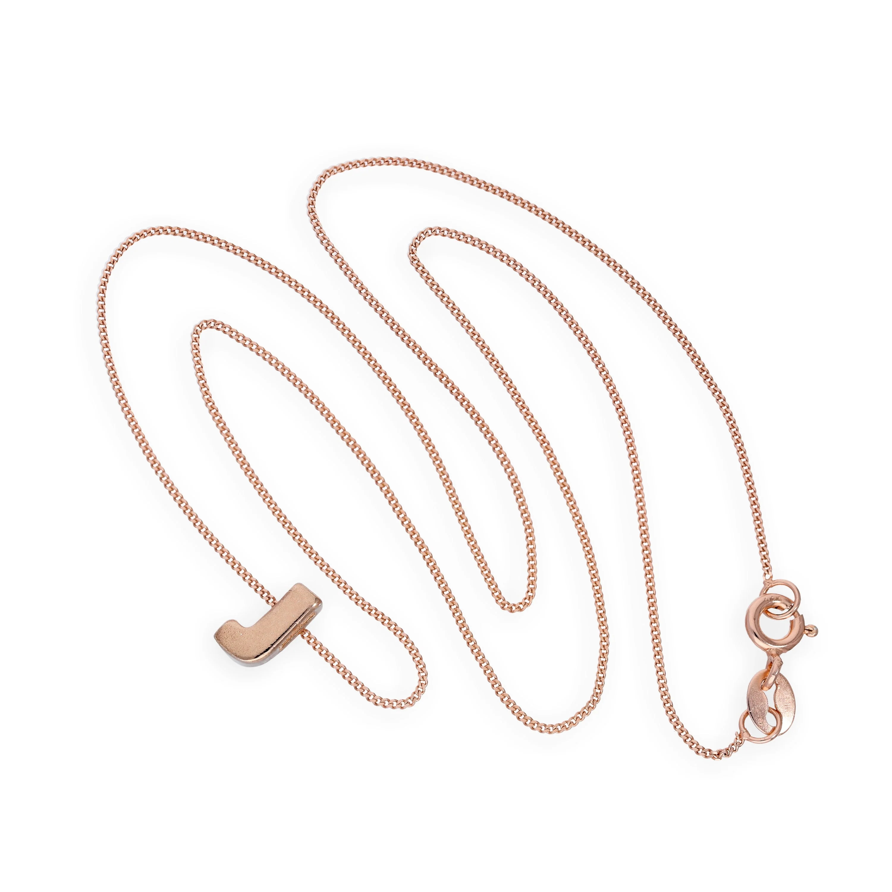 Rose Gold Plated Sterling Silver Letter J Pendant Necklace 14 - 32 Inches - Image 2