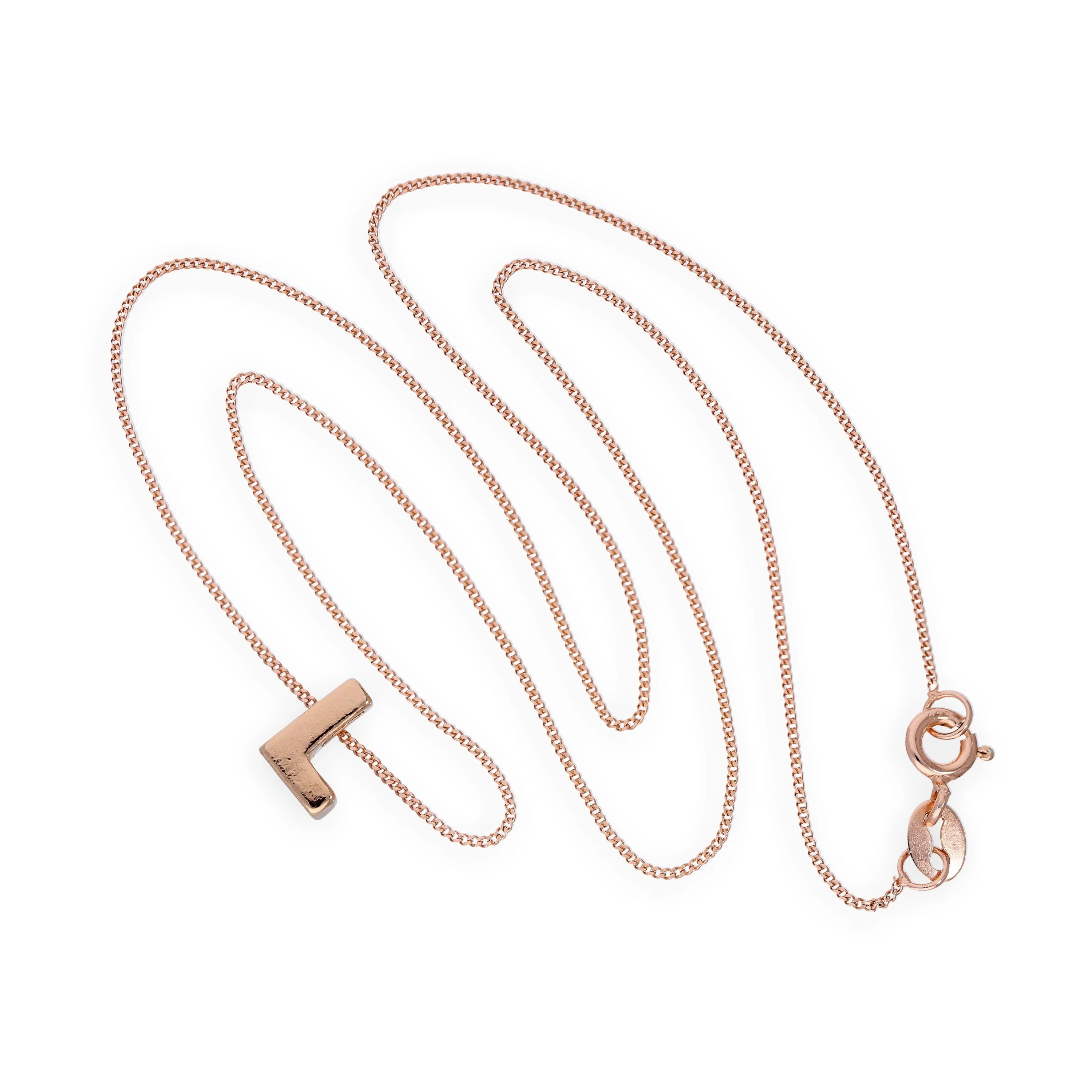 Rose Gold Plated Sterling Silver Letter L Pendant Necklace 14 - 32 Inches - Image 2