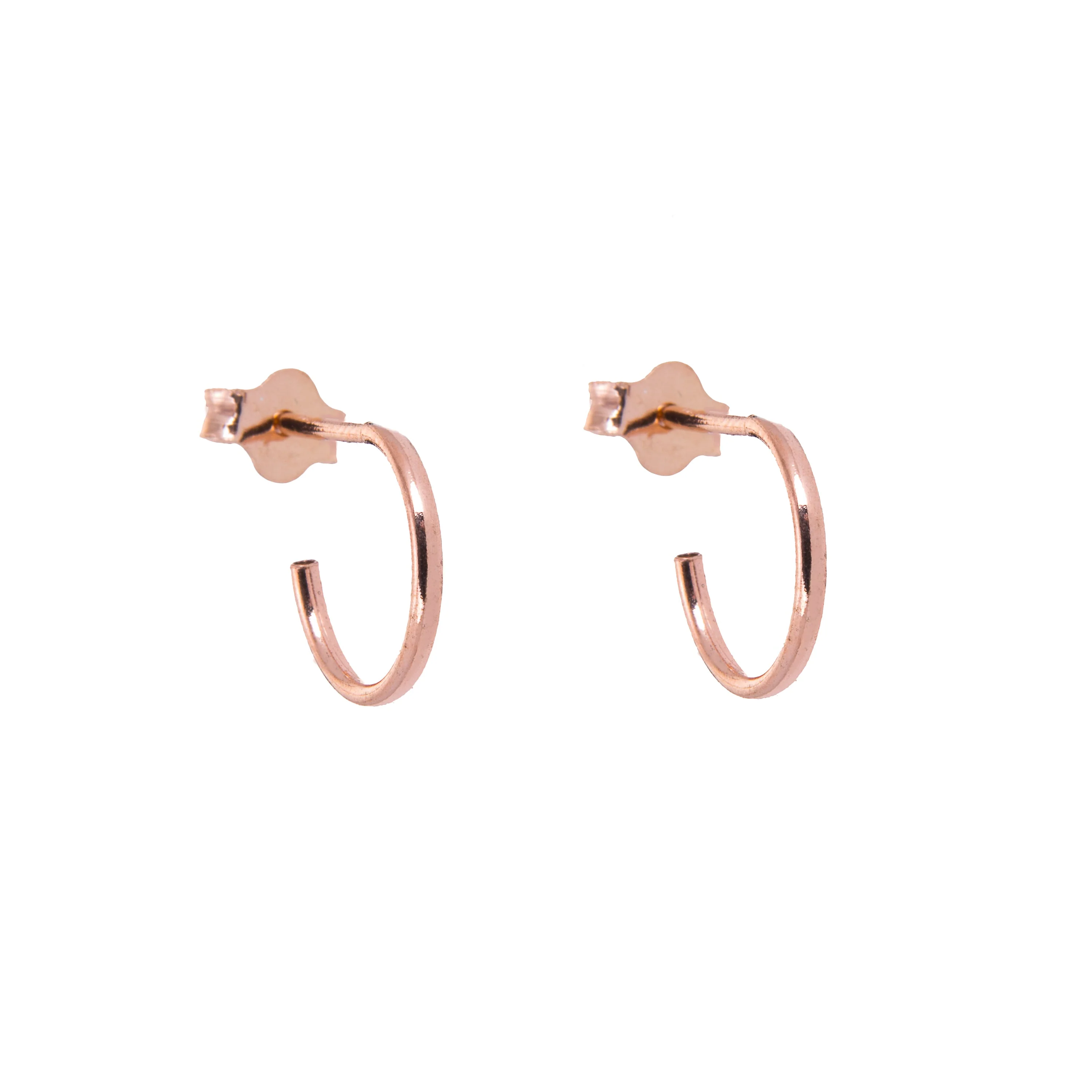 Rose Gold Plated Sterling Silver Open 8-16mm Hoop Stud Earrings - Image 2