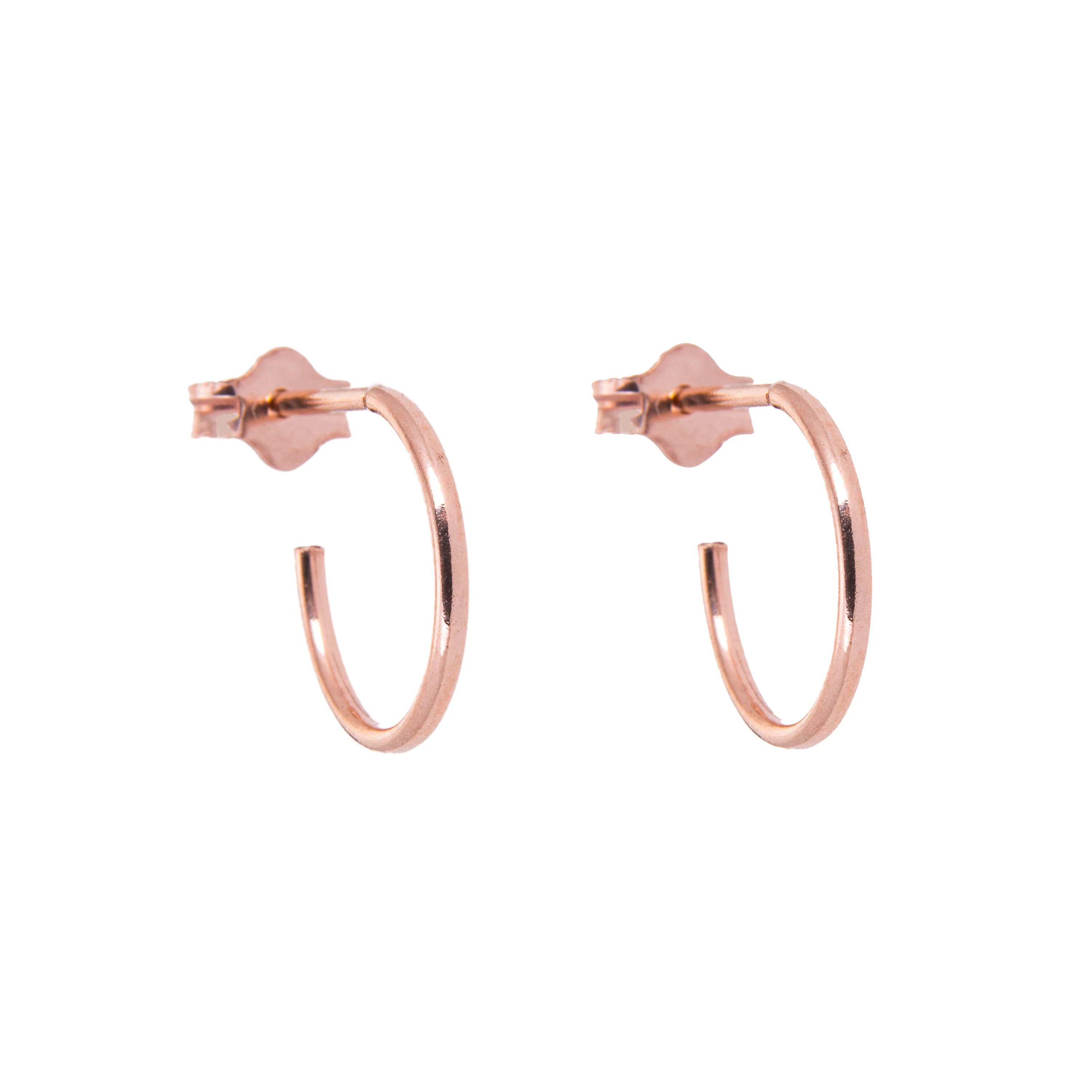 Rose Gold Plated Sterling Silver Open 8-16mm Hoop Stud Earrings - Image 3