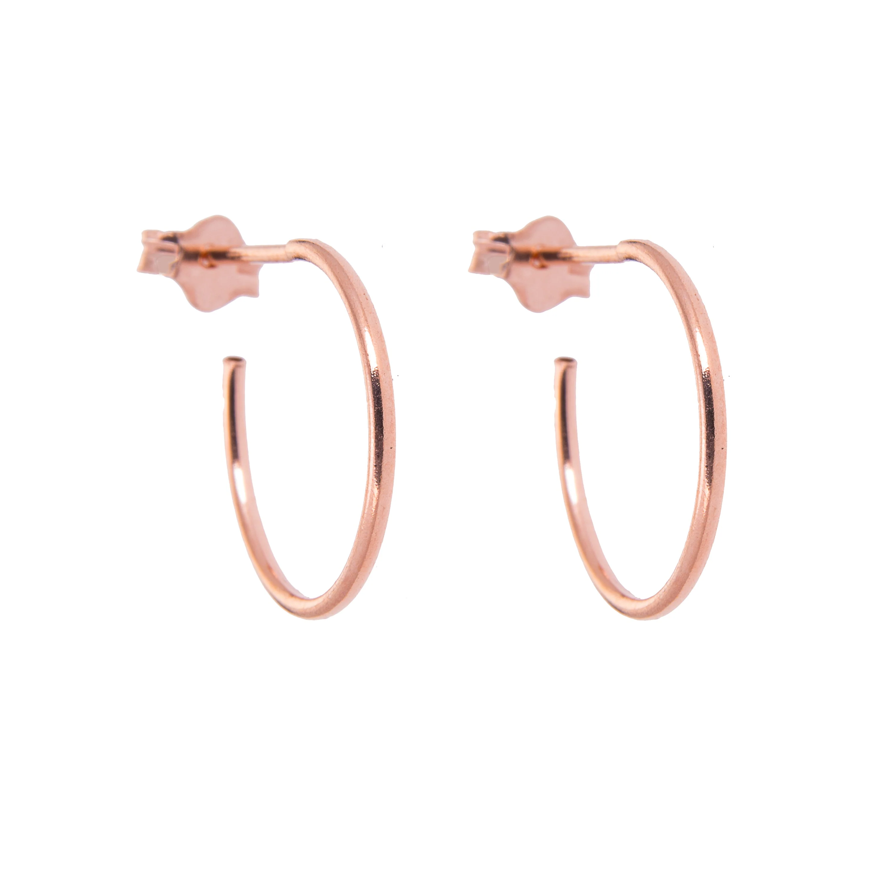Rose Gold Plated Sterling Silver Open 8-16mm Hoop Stud Earrings - Image 4