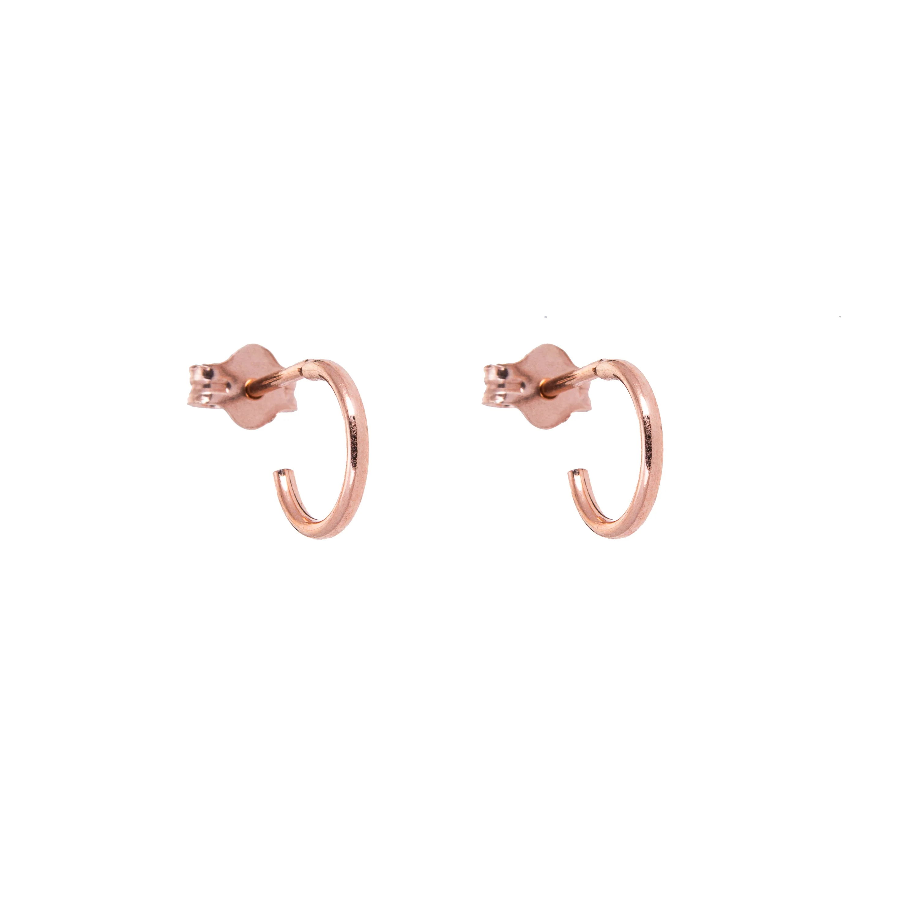 Rose Gold Plated Sterling Silver Open 8-16mm Hoop Stud Earrings - Image 5