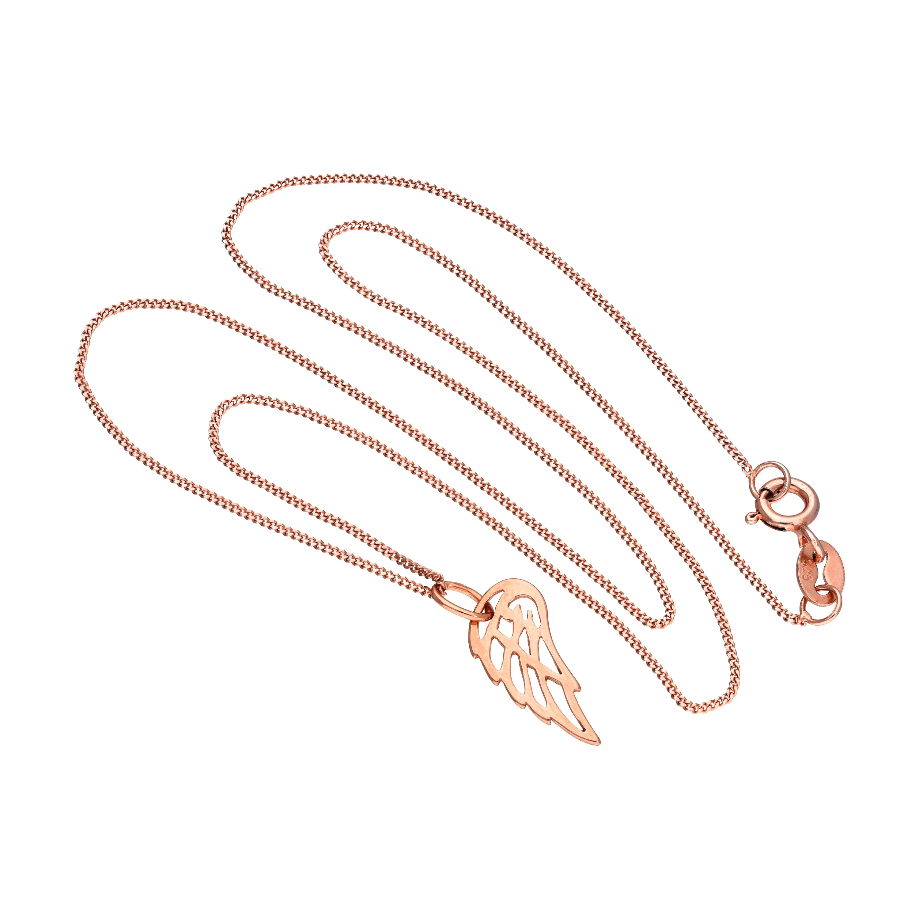 Rose Gold Plated Sterling Silver Open Angel Wing 14 - 32 Inches - Image 3