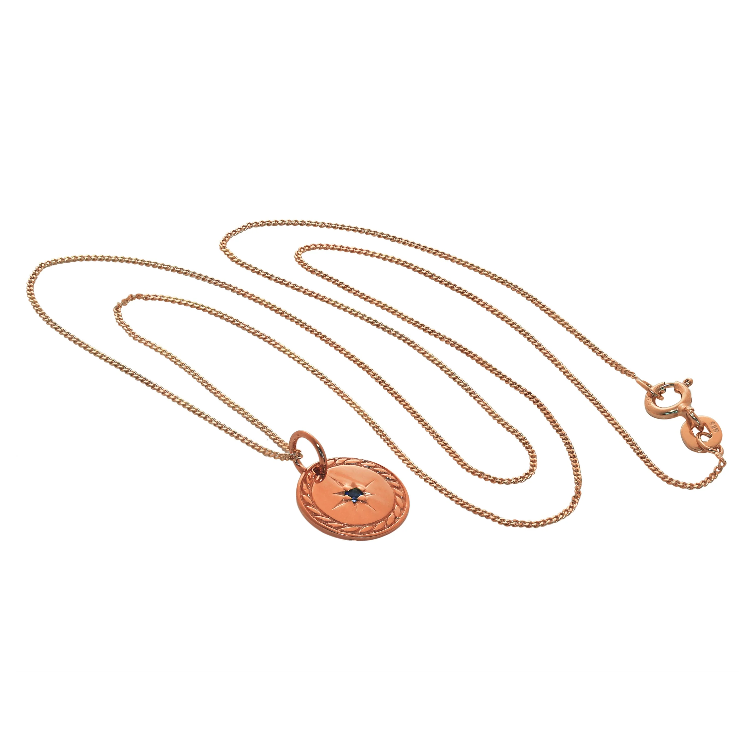 Rose Gold Plated Sterling Silver Star Disc Medallion Necklace 14-32" - Image 4