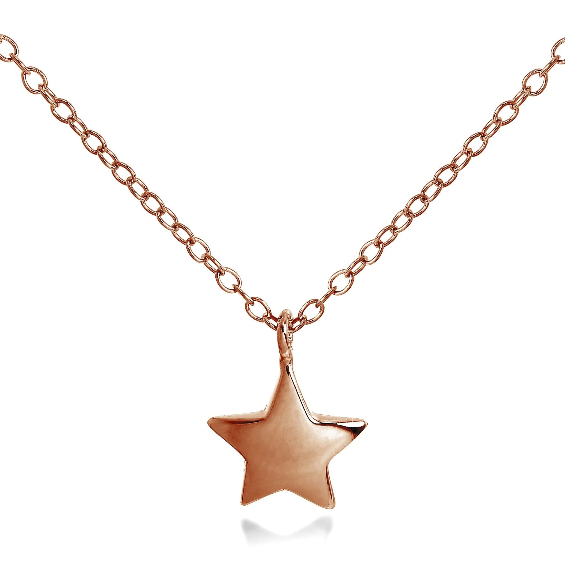 Rose Gold Plated Sterling Silver Star Necklace 18 Inches