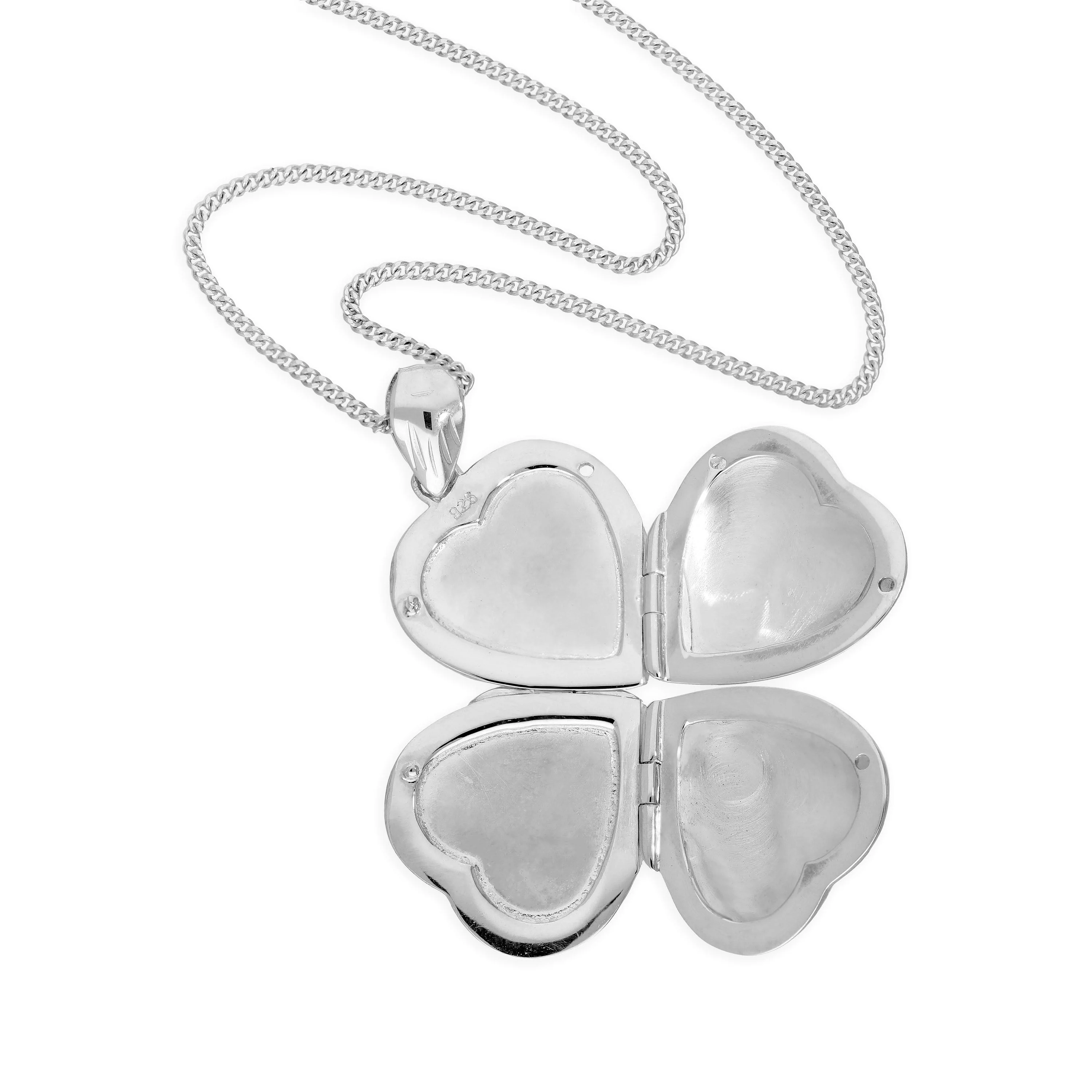 Small Sterling Silver 4 Photo Engraved Heart Family Locket on Chain 16 - 24 Inches - Image 3