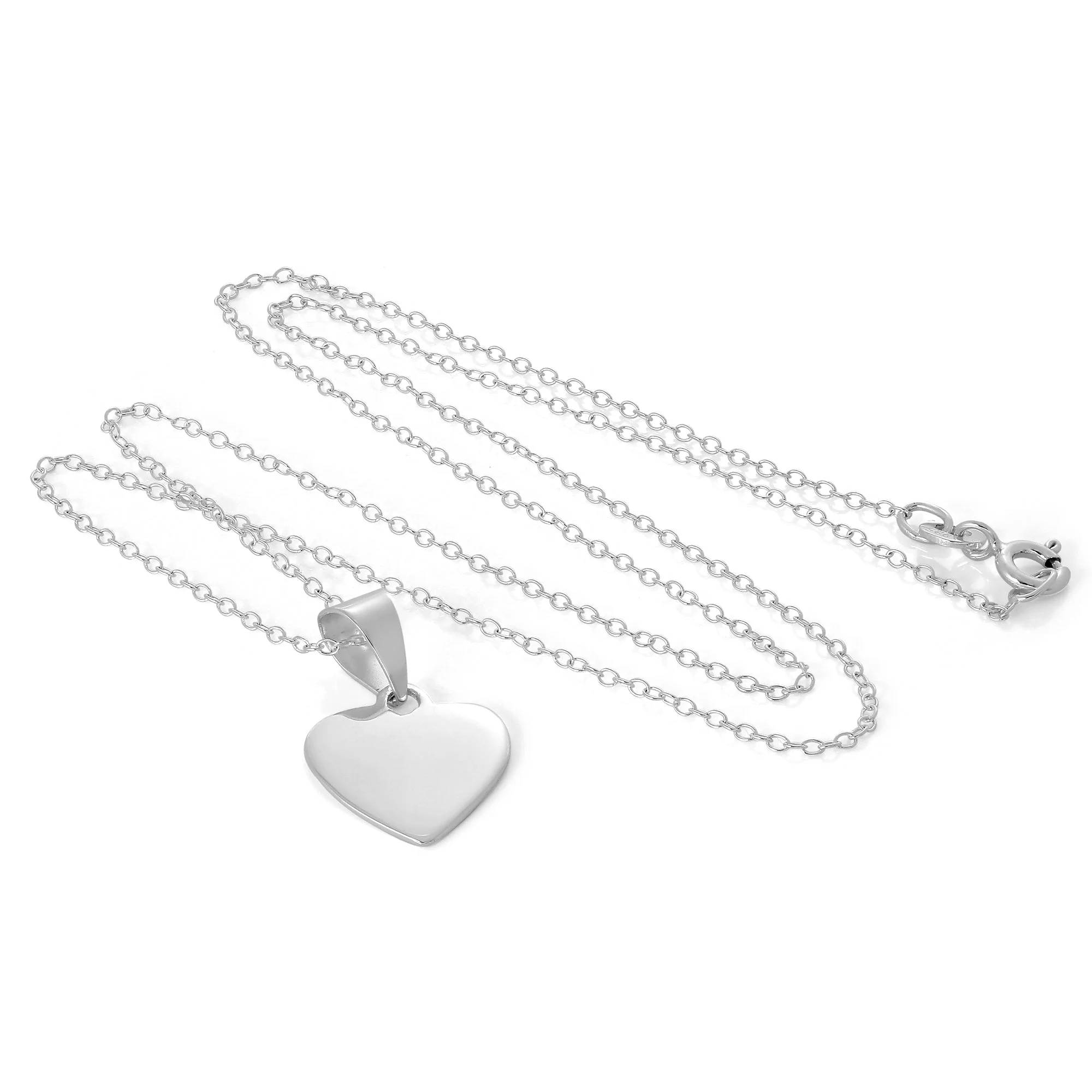 Small Sterling Silver Engravable Heart Necklace on 18 Inch Chain - Image 3