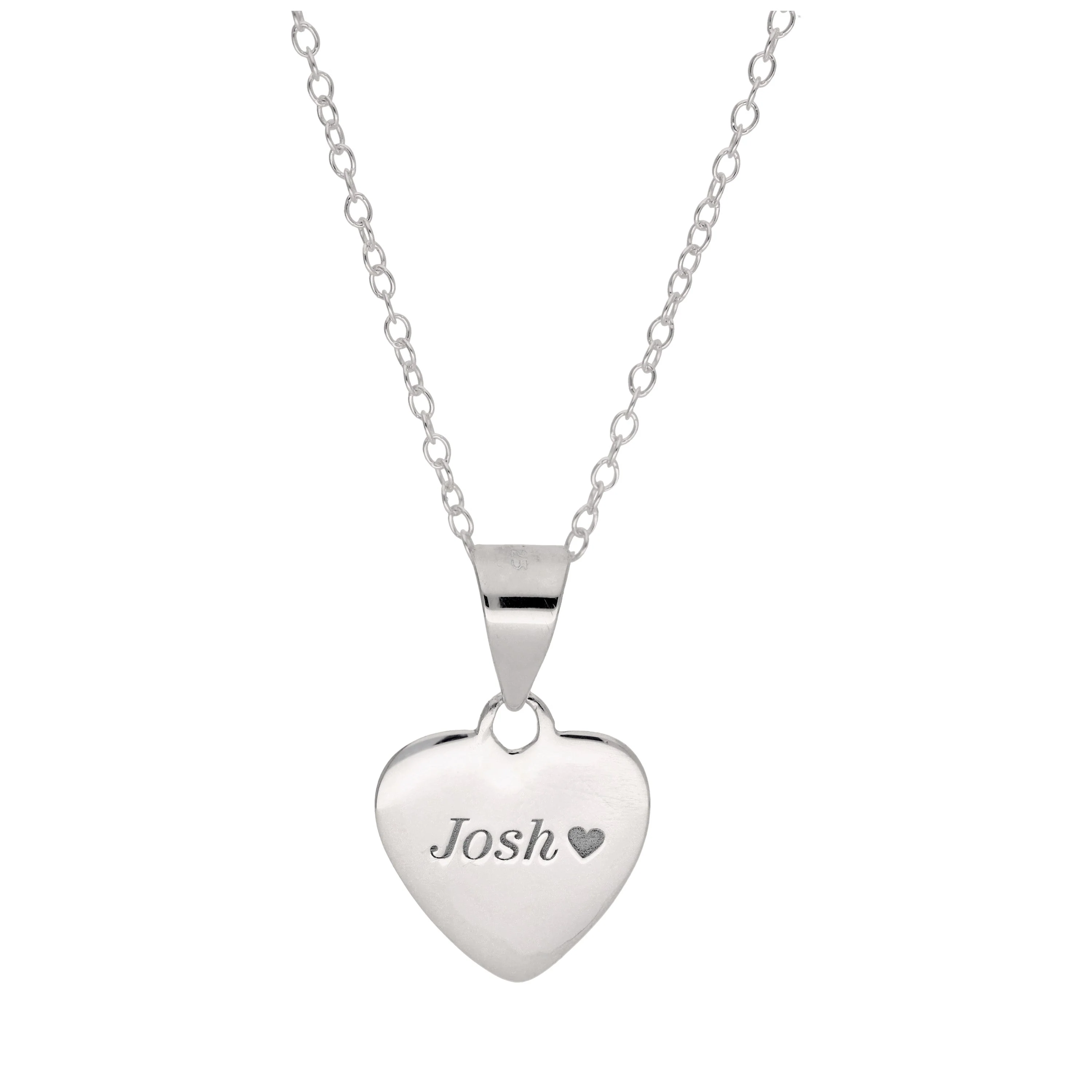 Small Sterling Silver Engravable Heart Necklace on 18 Inch Chain - Image 4