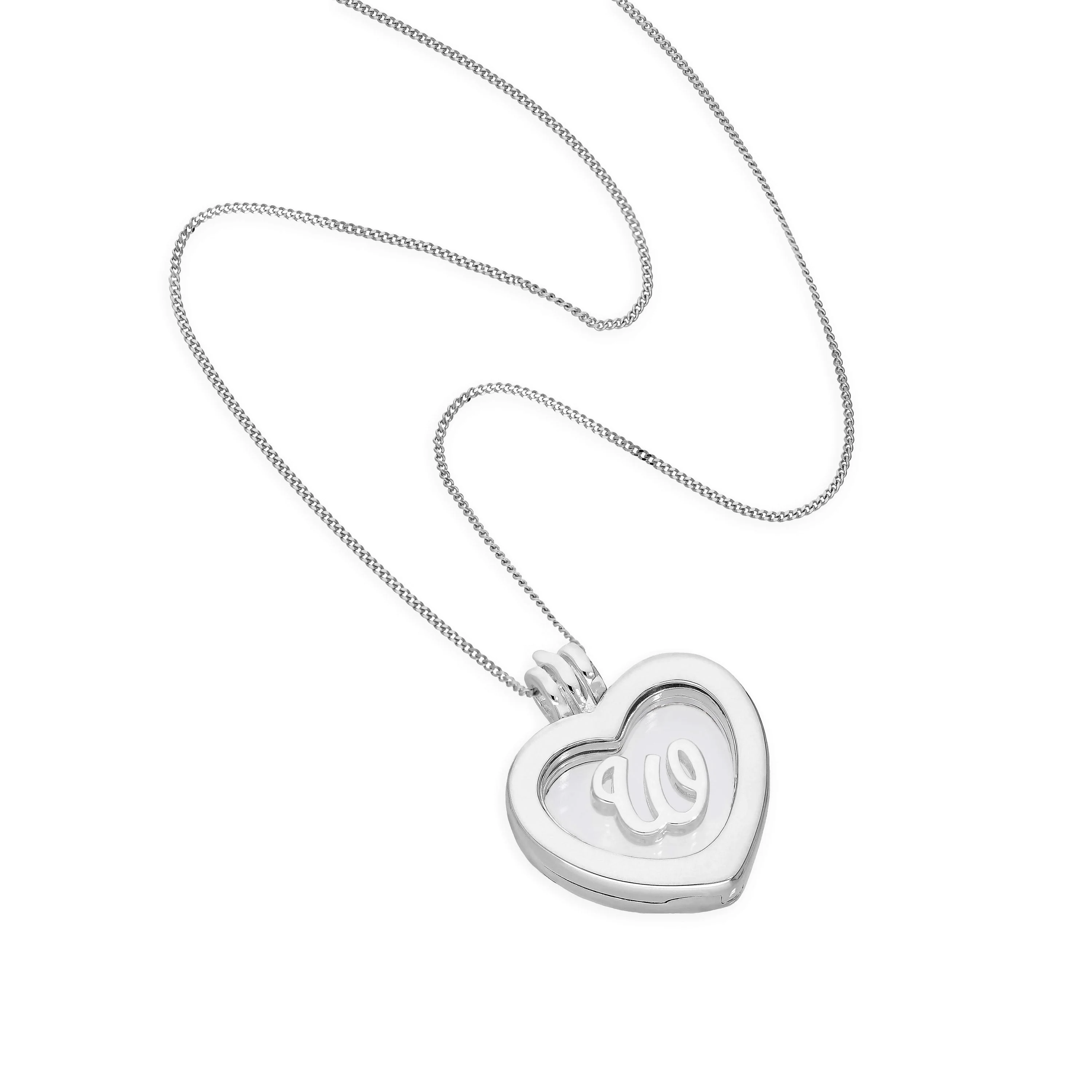 Small Sterling Silver Heart Floating Charm Locket on Chain 16 - 22 Inches - Image 3
