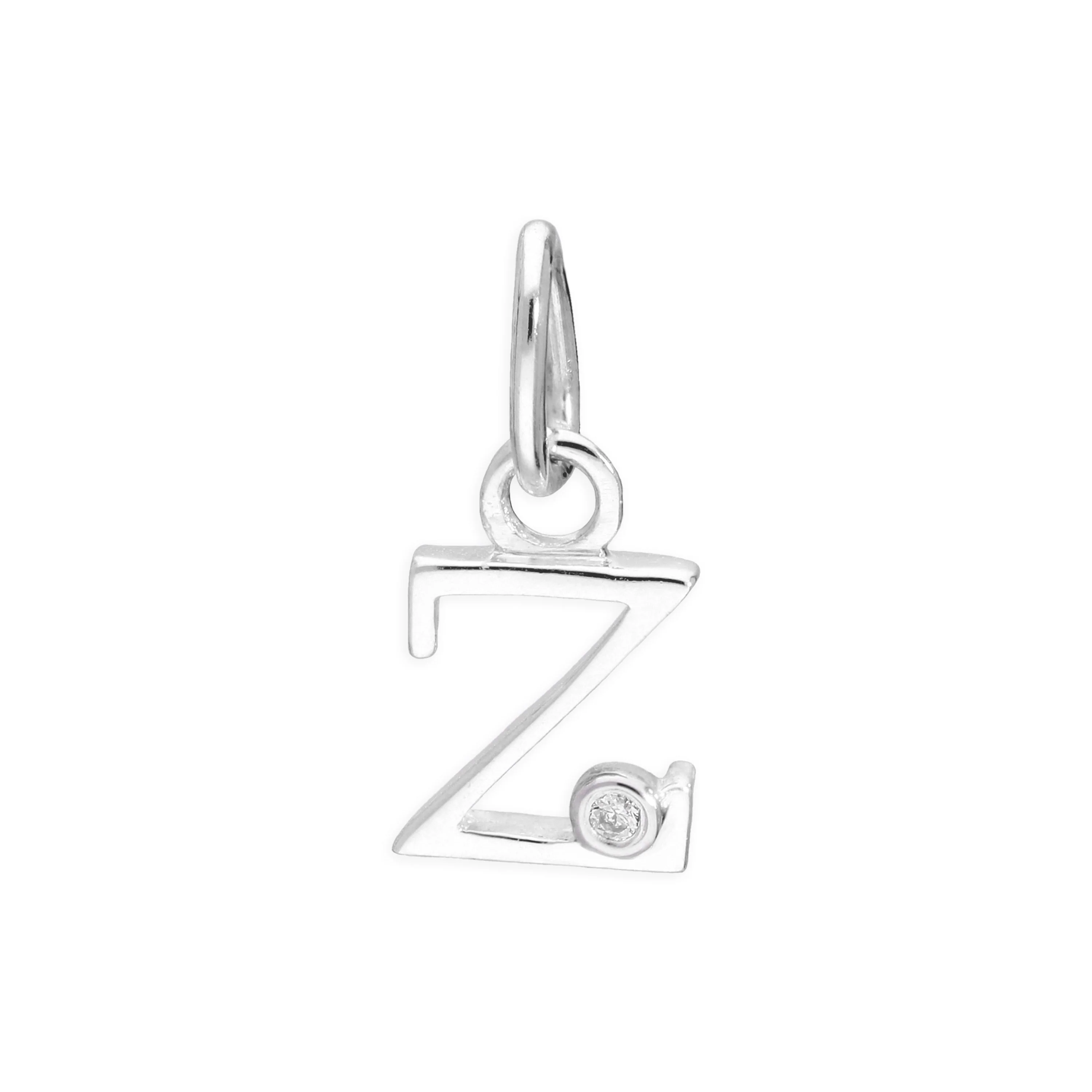 Sterling Silver 0.4pts Diamond Alphabet Letter Pendant A - Z - Image 12