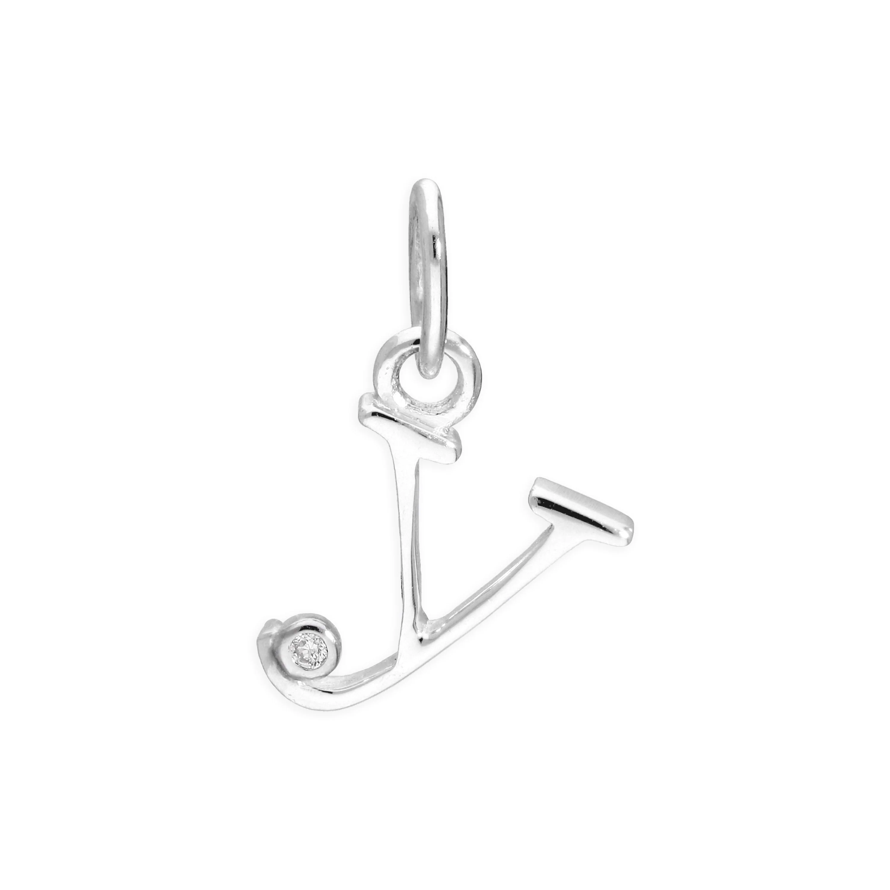 Sterling Silver 0.4pts Diamond Alphabet Letter Pendant A - Z - Image 14