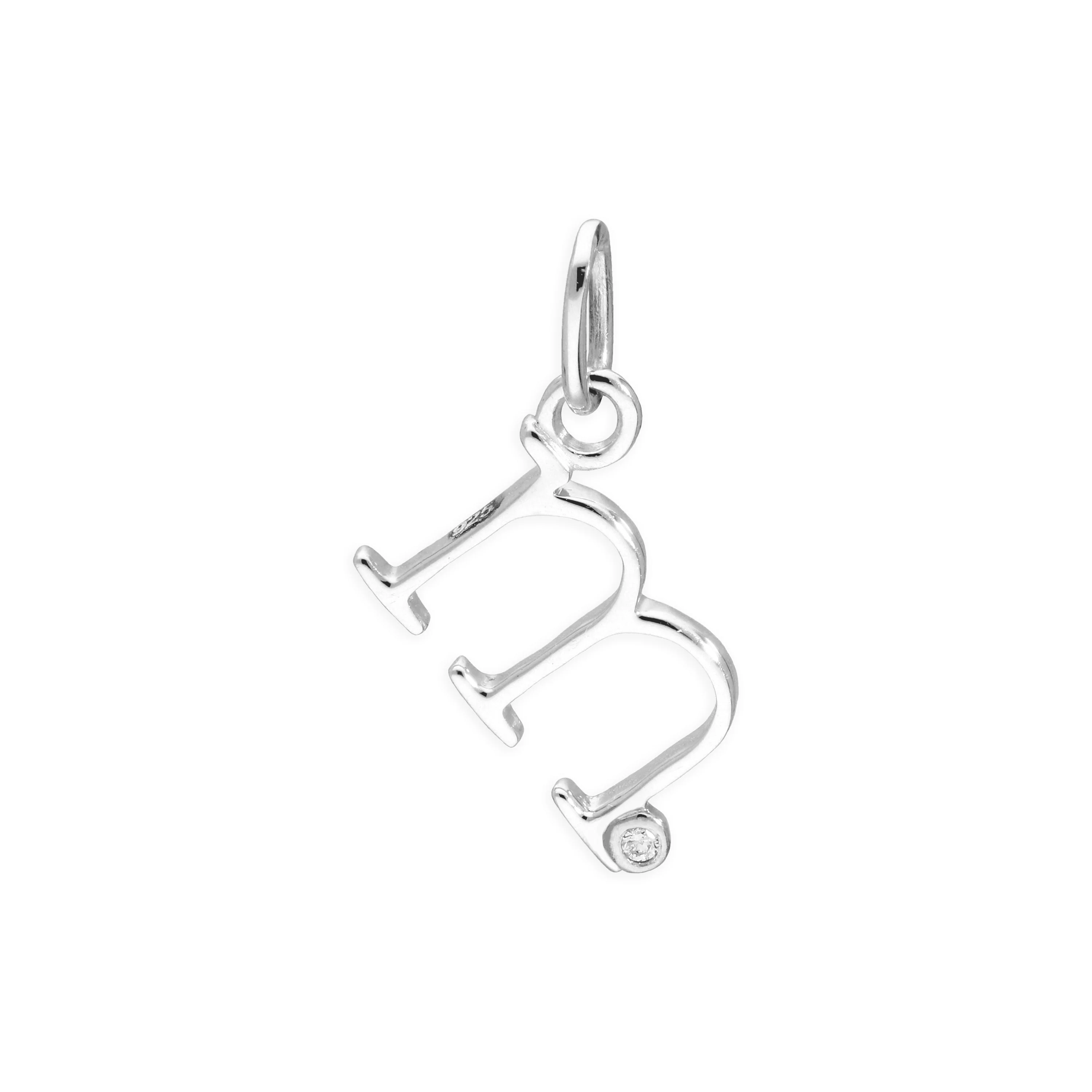 Sterling Silver 0.4pts Diamond Alphabet Letter Pendant A - Z - Image 20