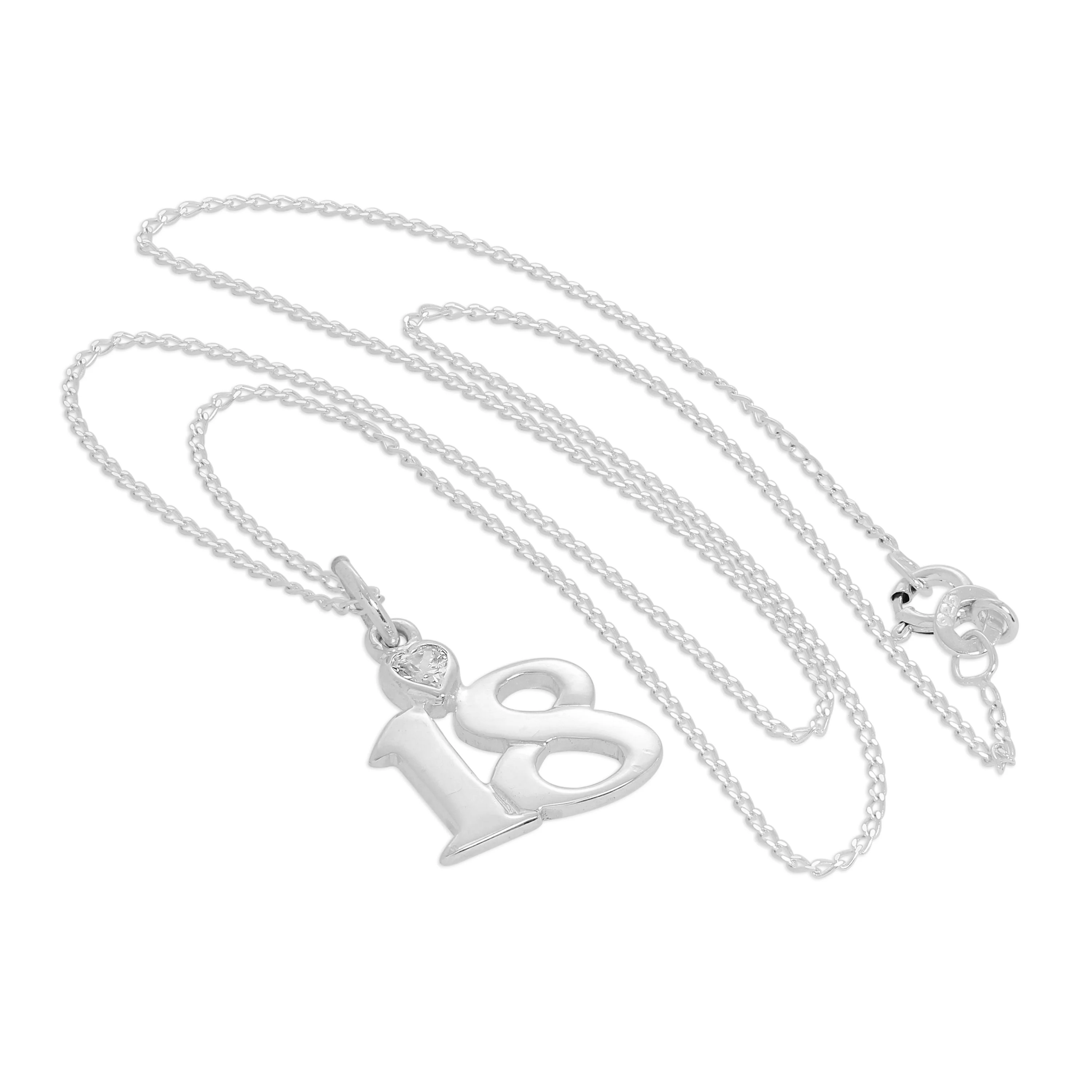 Sterling Silver 18 Pendant with Clear CZ Crystal Heart on Chain 16 - 24 Inches - Image 2
