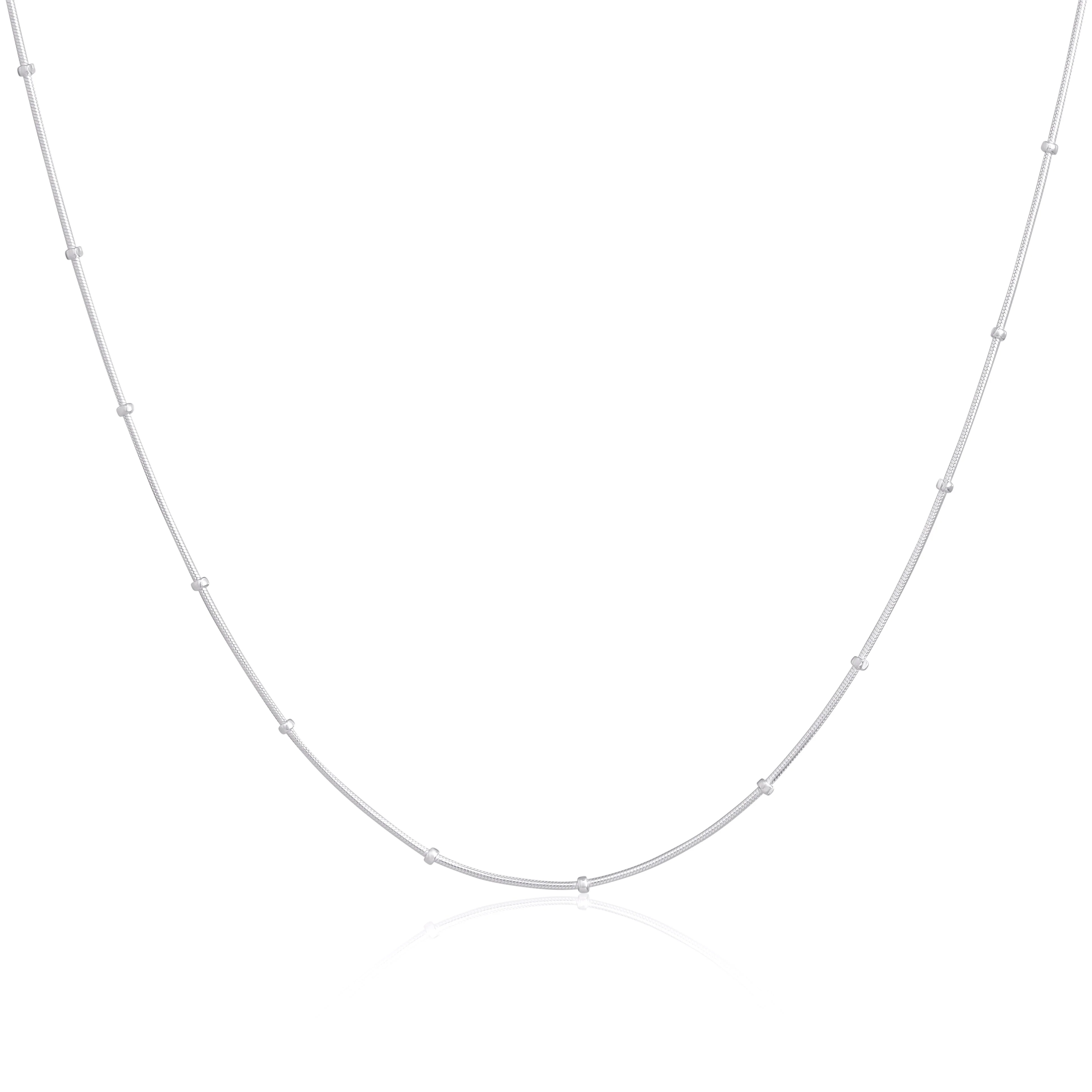 Sterling Silver 1mm Beaded Snake Chain 16 - 24 Inches