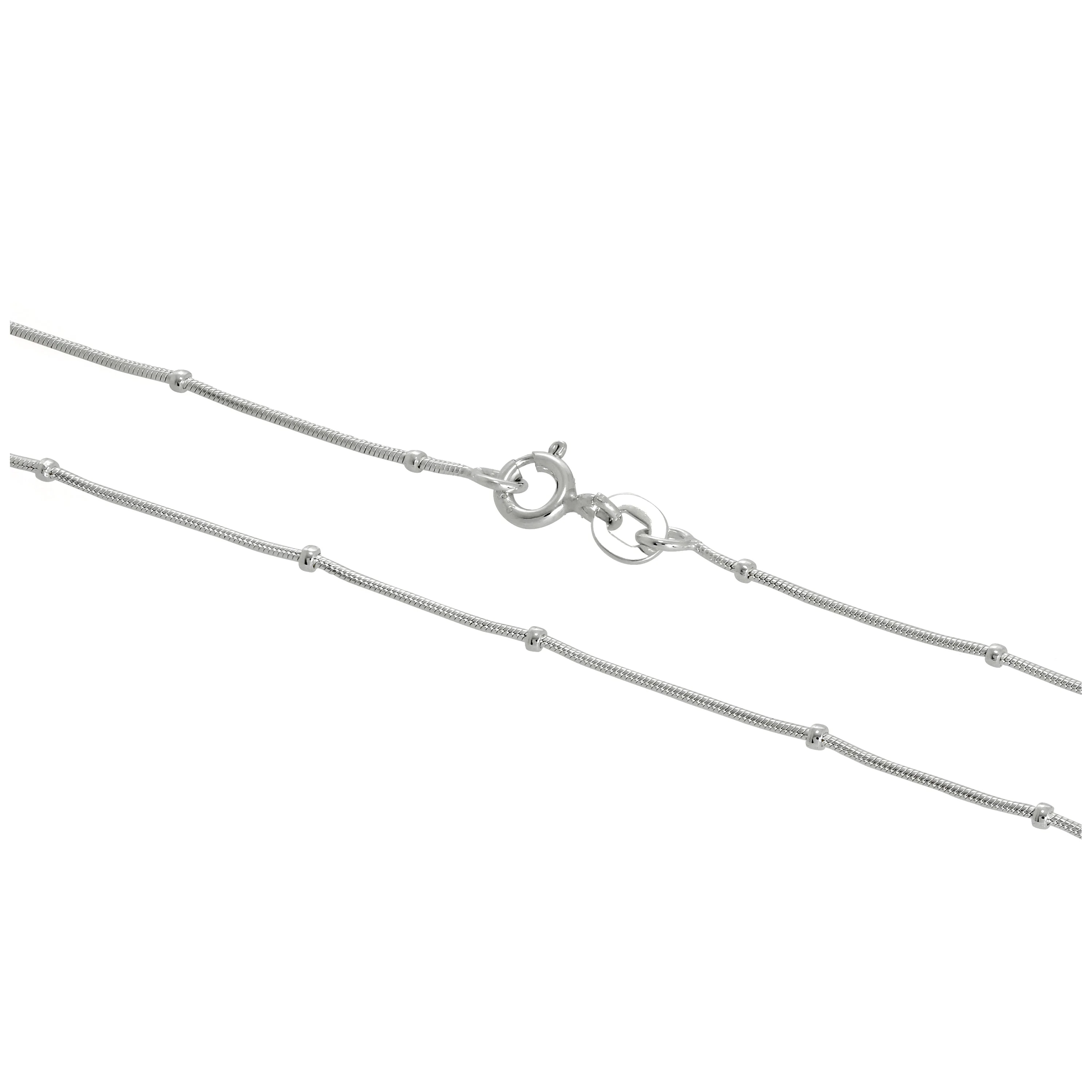 Sterling Silver 1mm Beaded Snake Chain 16 - 24 Inches - Image 2