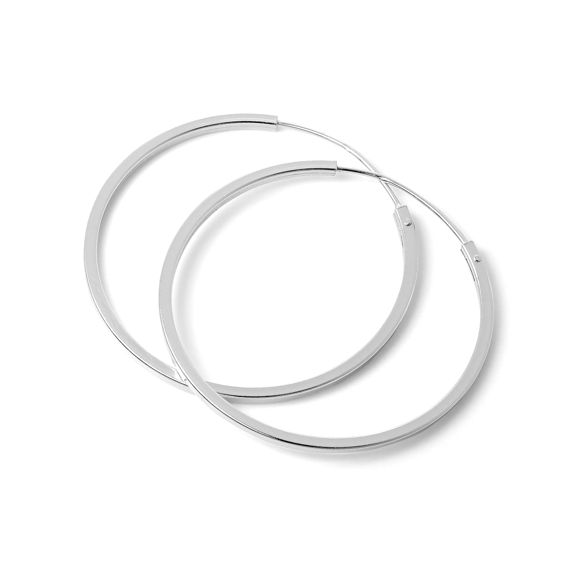Sterling Silver 1mm Square Sleeper Hoop Earrings 10mm - 40mm - Image 11