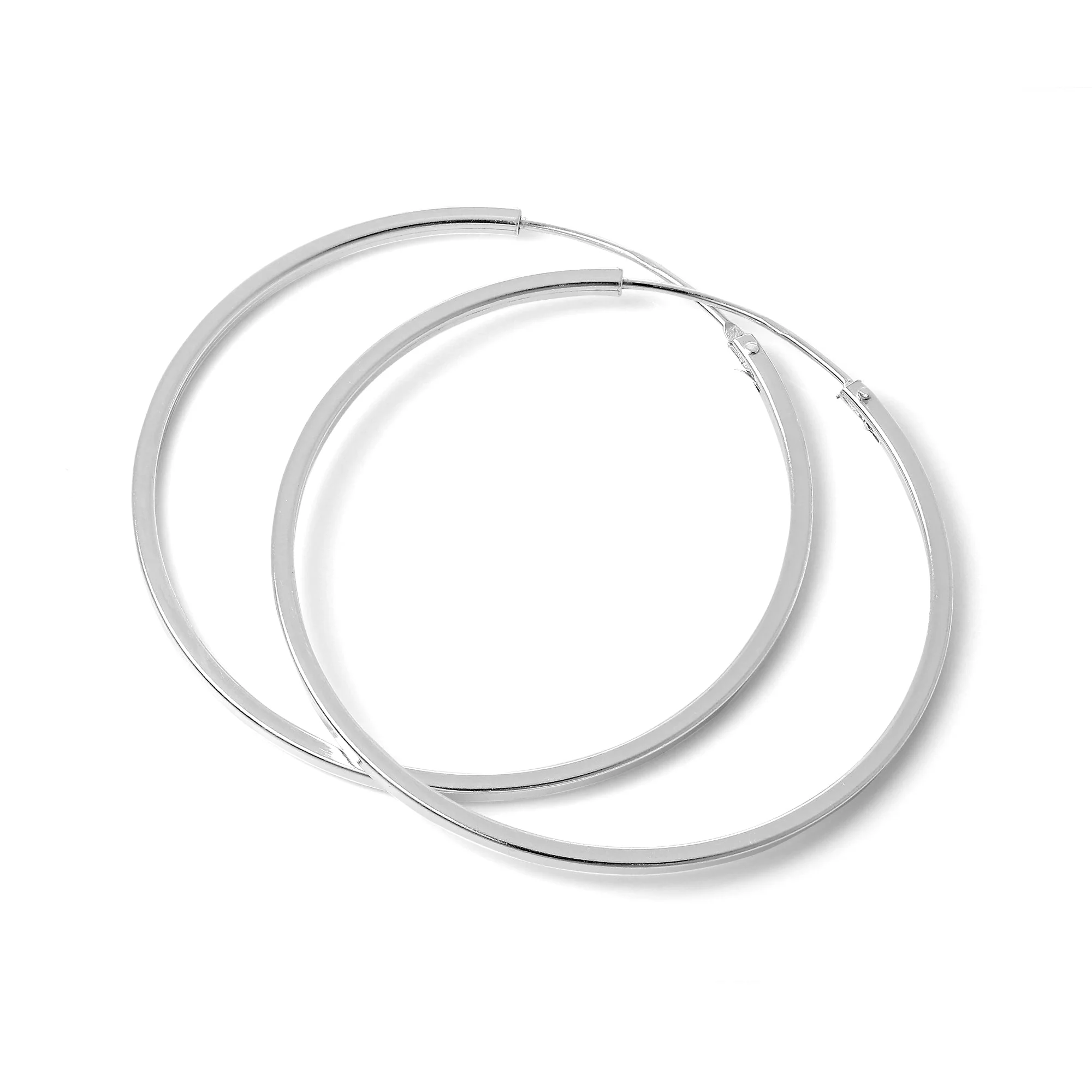Sterling Silver 1mm Square Sleeper Hoop Earrings 10mm - 40mm - Image 8