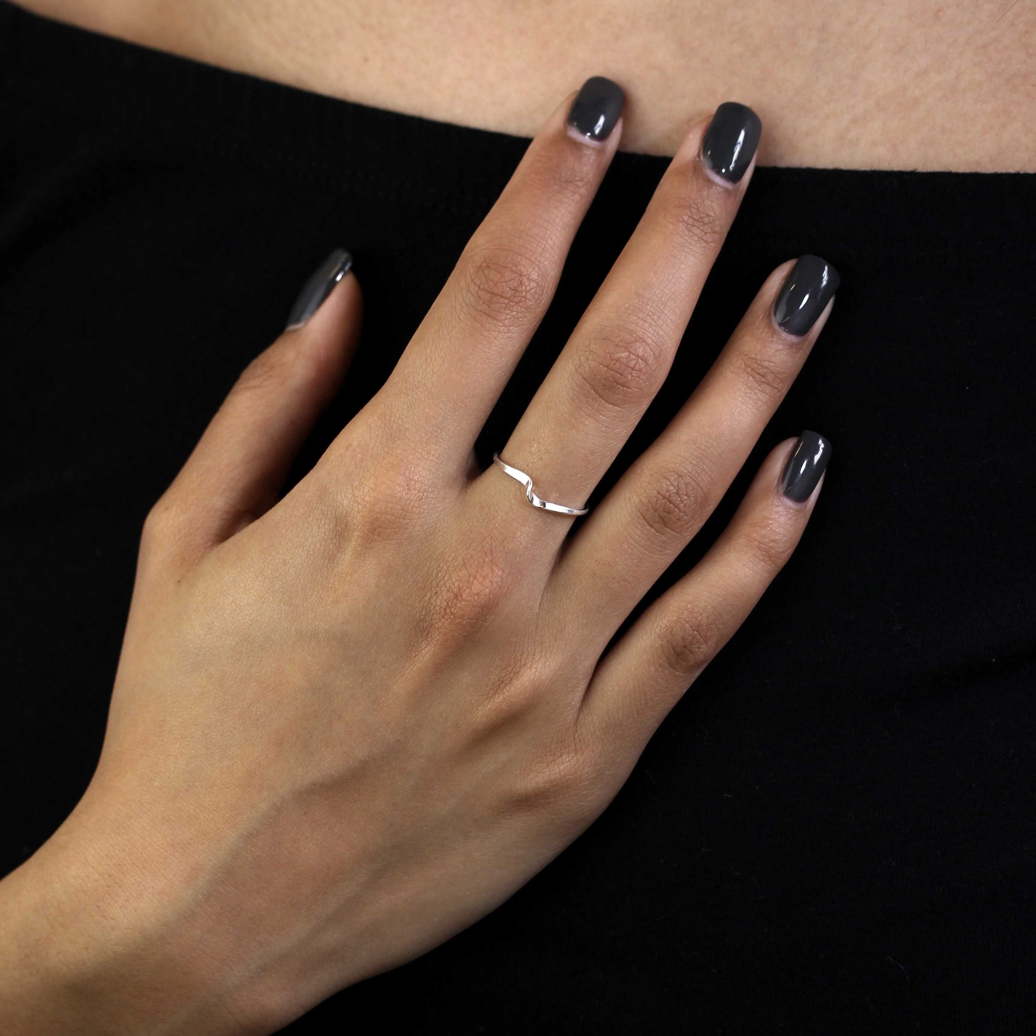 Sterling Silver 1mm Stacking Ring with Single Twist - Size I-U - Image 2