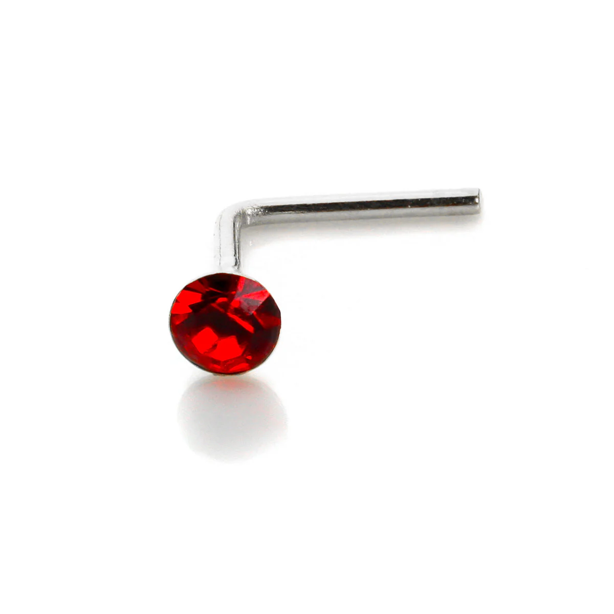 Sterling Silver 2.8mm Round CZ Crystal Nose Stud L Pin - Image 14