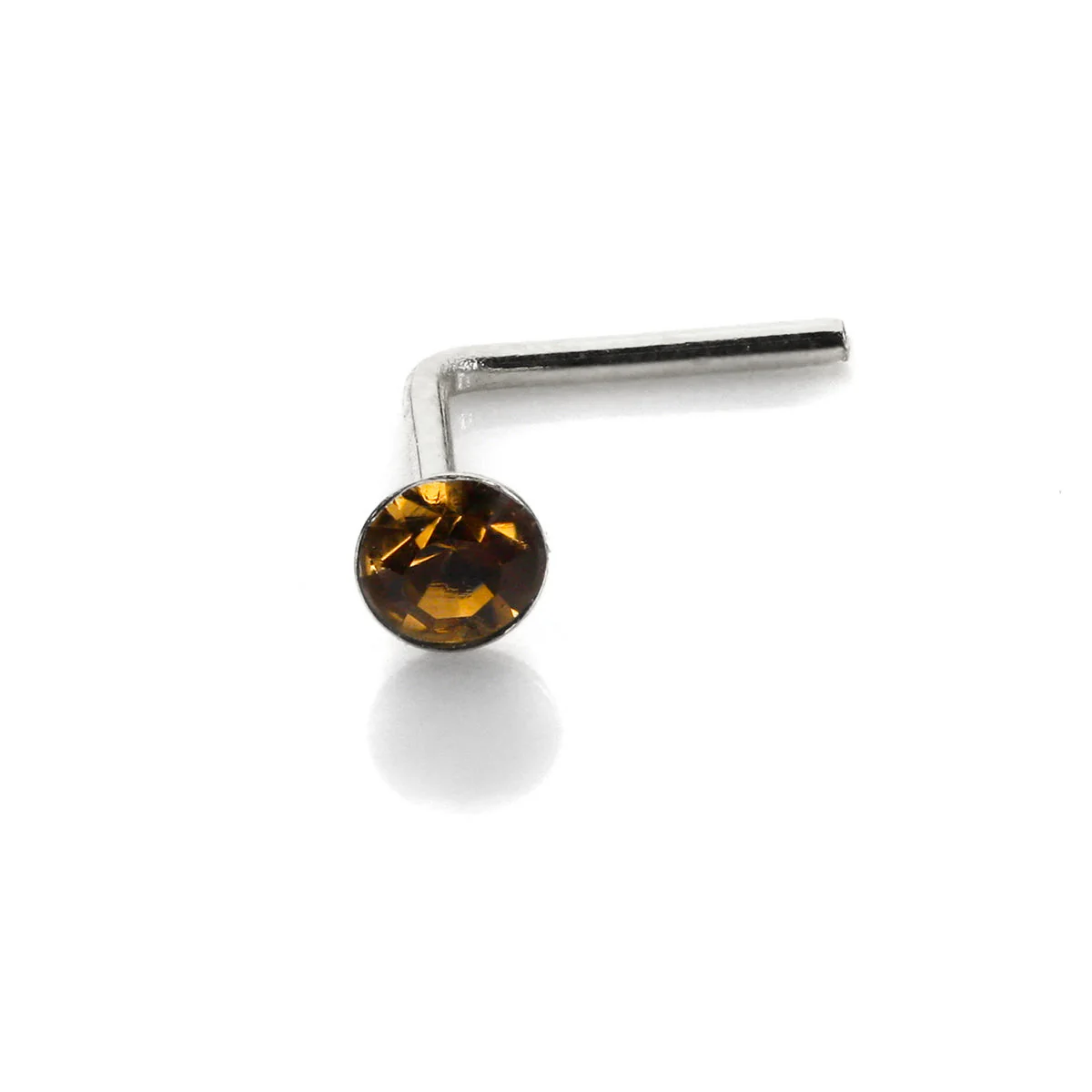 Sterling Silver 2.8mm Round CZ Crystal Nose Stud L Pin - Image 8