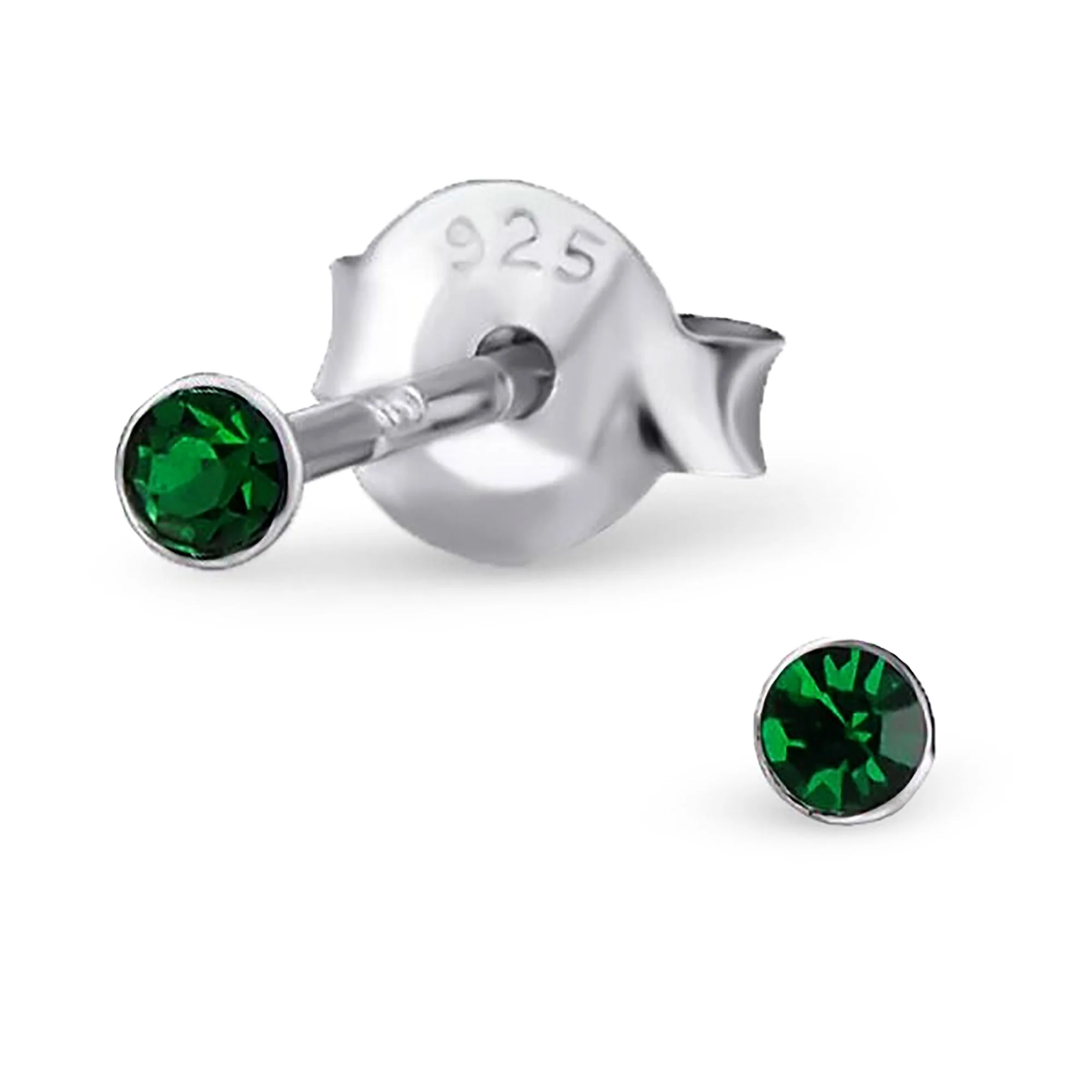 Sterling Silver 2mm Crystal Stud Earrings - Image 4