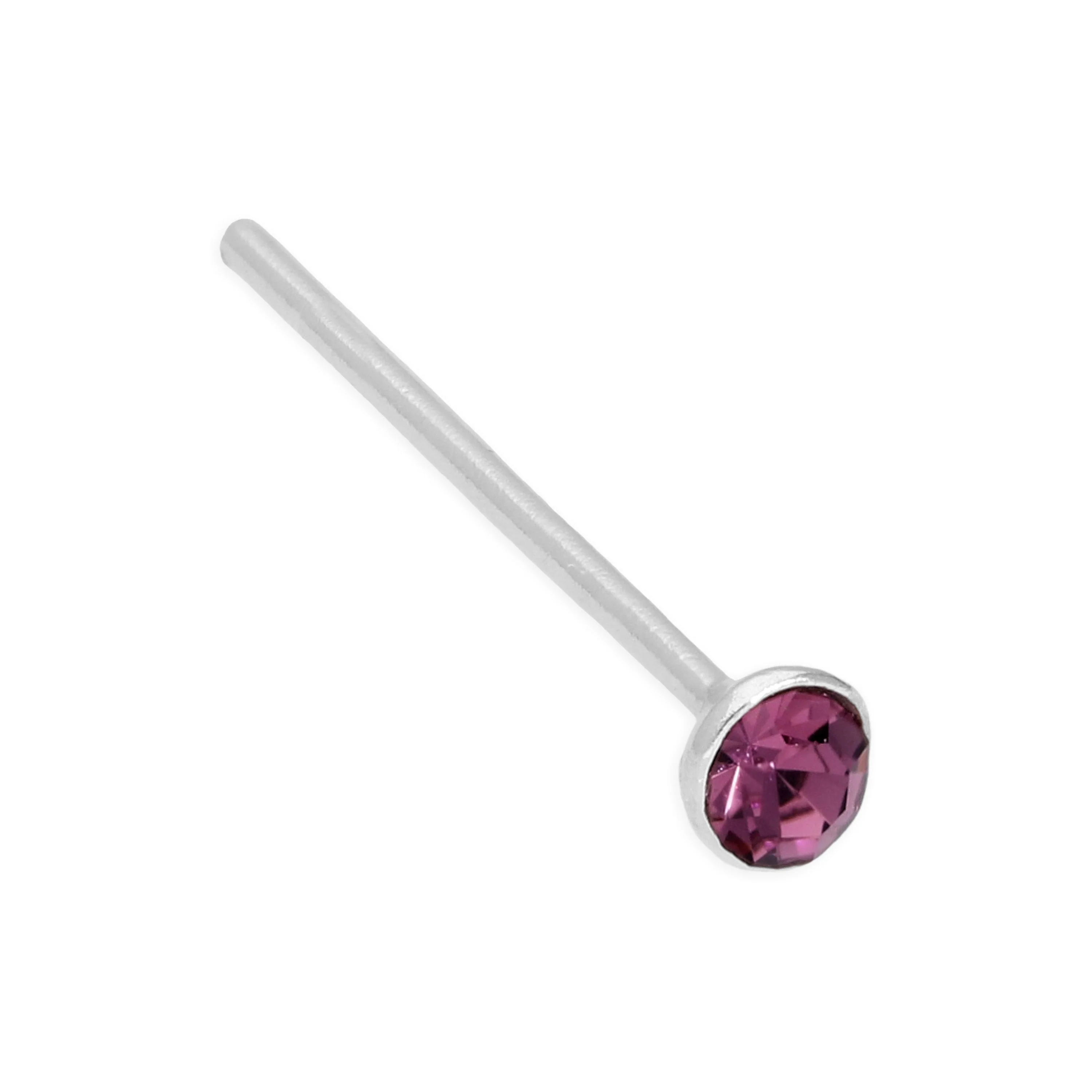 Sterling Silver & 2mm Round CZ Crystal 24Ga Bend To Fit Nose Stud - Image 3