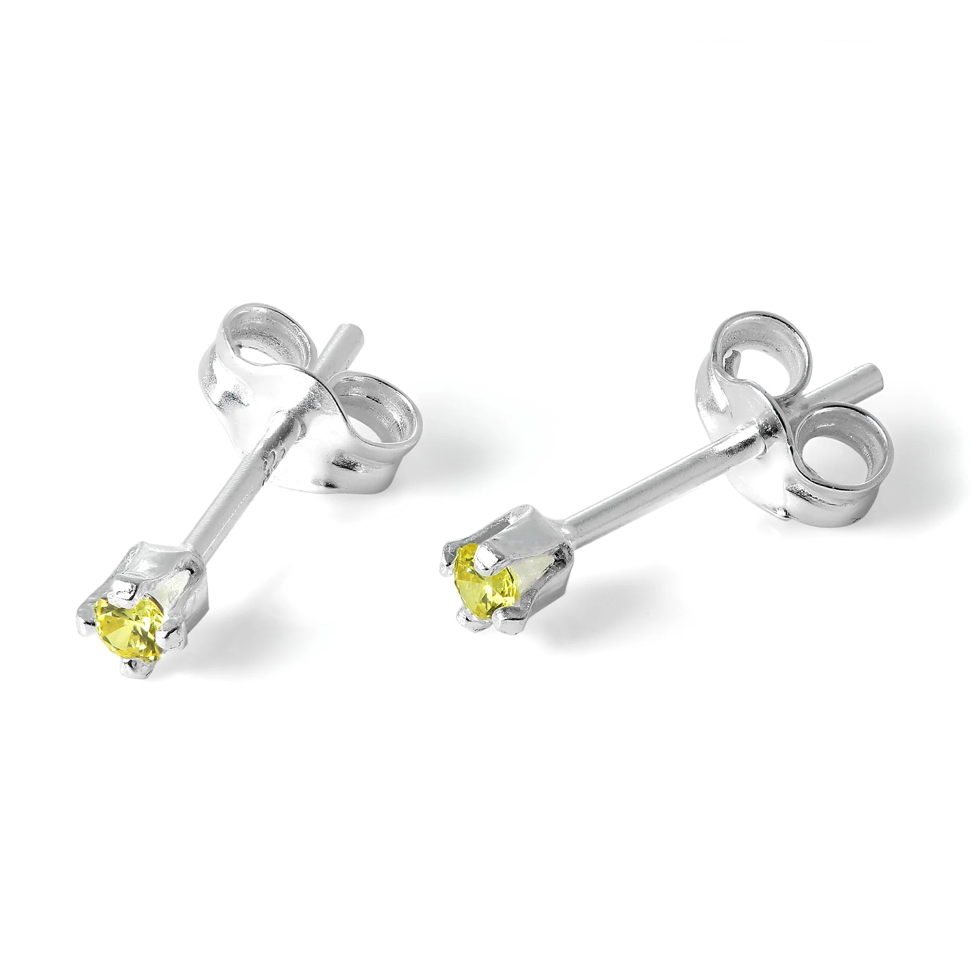 Sterling Silver & 2mm Round CZ Crystal Stud Earrings - Image 4