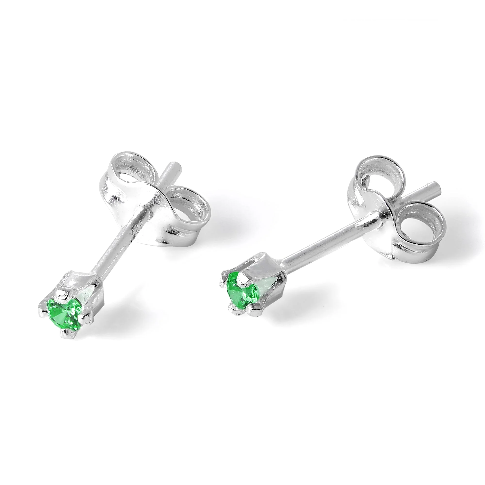 Sterling Silver & 2mm Round CZ Crystal Stud Earrings - Image 7